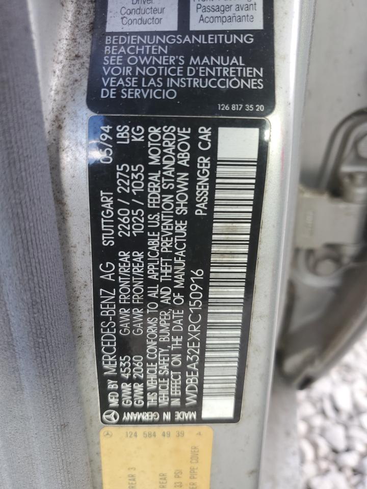 1994 Mercedes-benz E 320 Silver vin: WDBEA32EXRC150916
