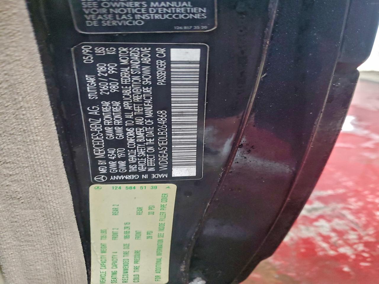 1990 Mercedes-benz 300 Ce Black vin: WDBEA51E0LB264868