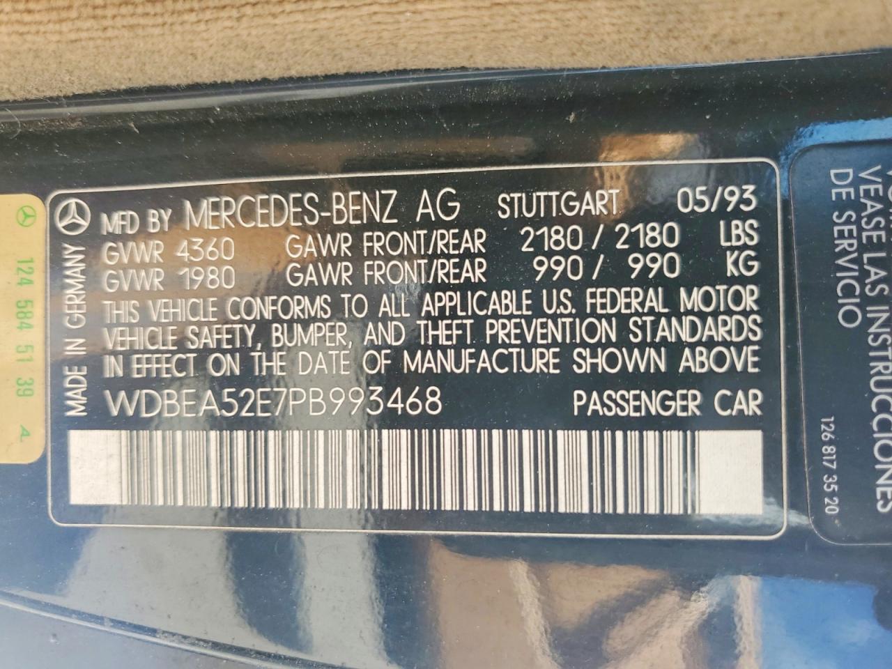 1993 Mercedes-benz 300 Ce Фиолетовый vin: WDBEA52E7PB993468