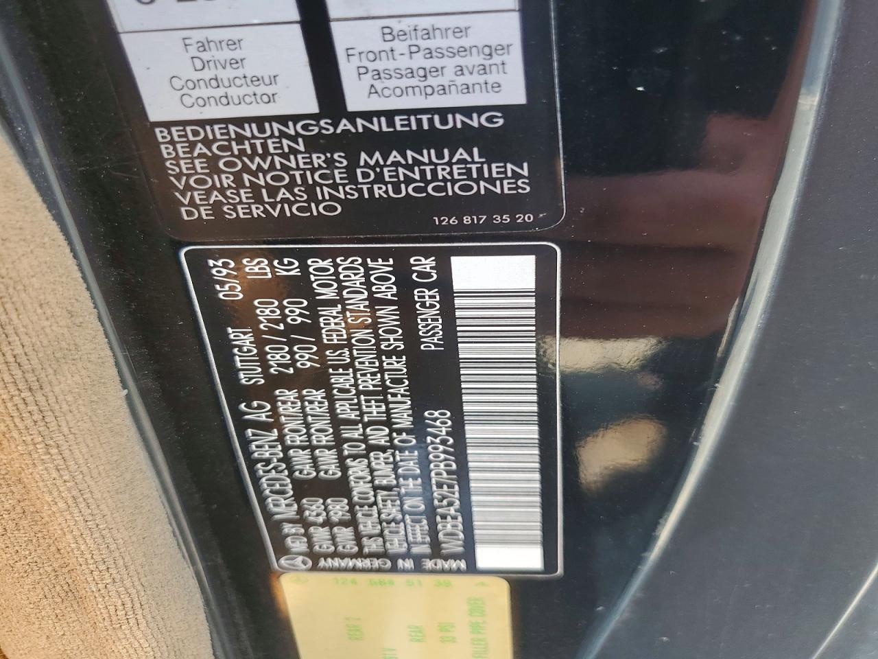 1993 Mercedes-benz 300 Ce Black vin: WDBEA52E7PB993468