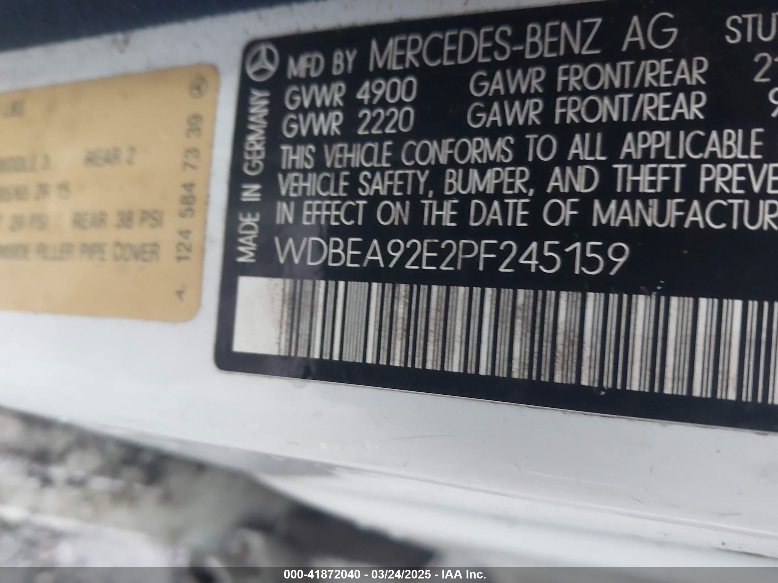 1993 Mercedes-benz 300 Te Белый vin: WDBEA92E2PF245159