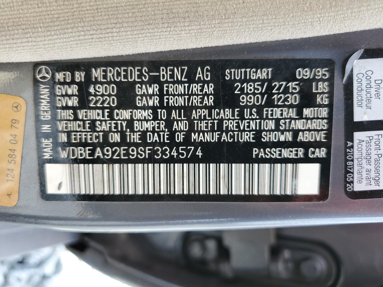 1995 Mercedes-benz E 320 Синий vin: WDBEA92E9SF334574