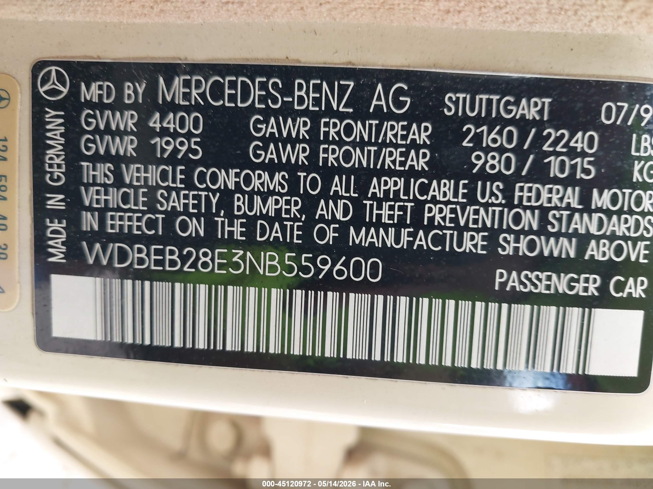 1992 Mercedes-benz 300 D Beige vin: WDBEB28E3NB559600