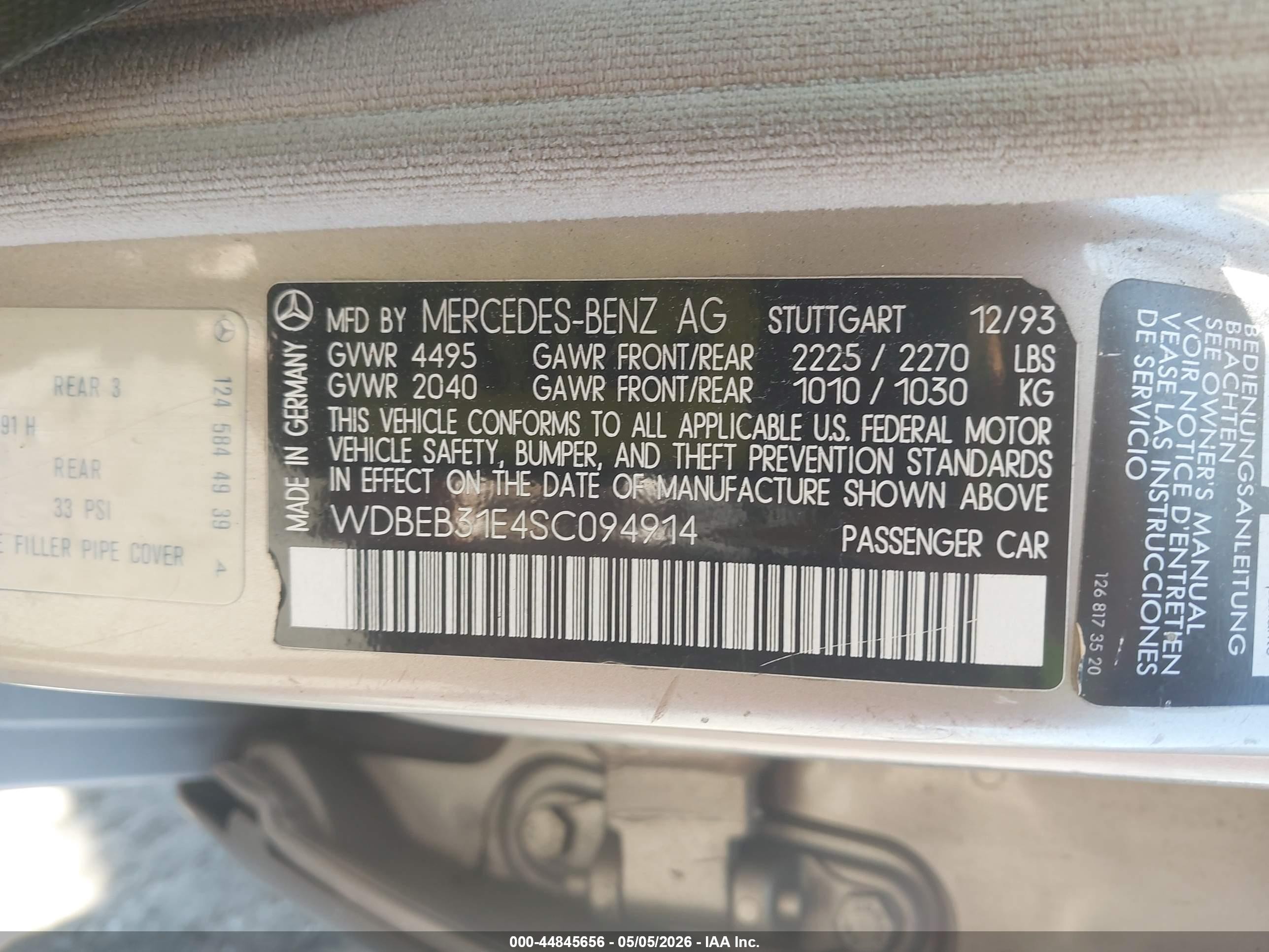 1995 Mercedes-benz E 300d/300d Special Beige vin: WDBEB31E4SC094914