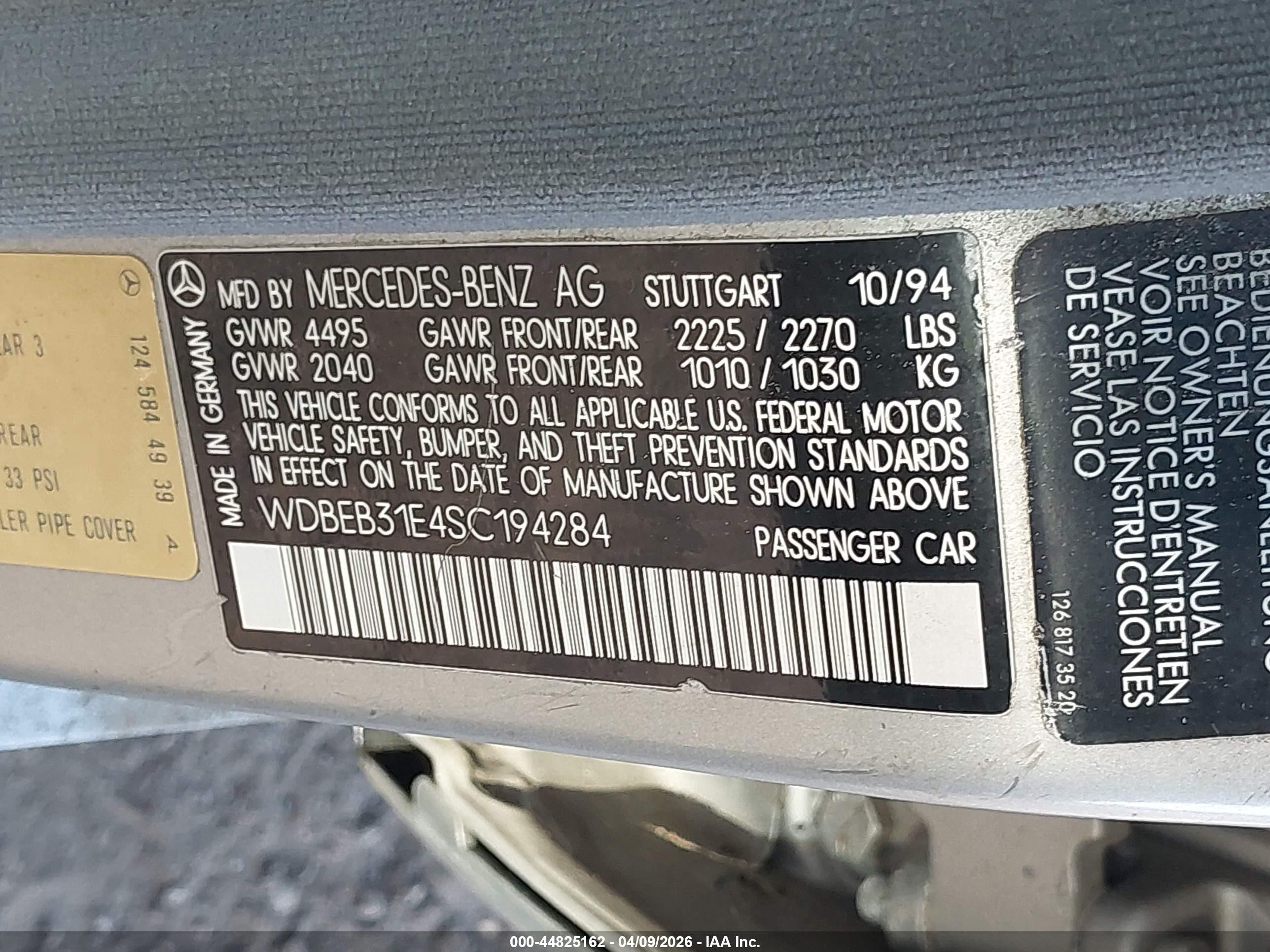 1995 Mercedes-benz E 300d/300d Special Silver vin: WDBEB31E4SC194284