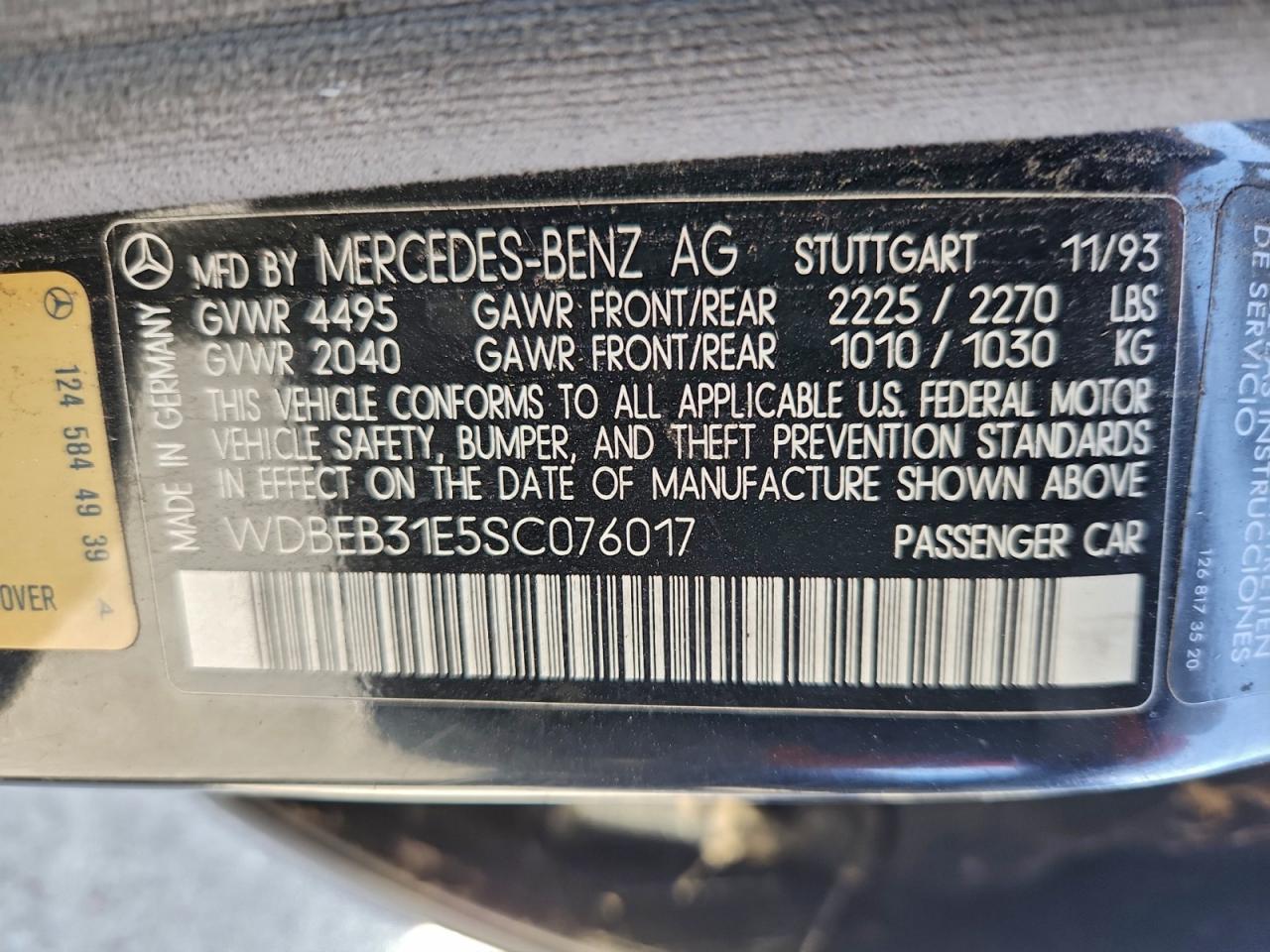 1995 Mercedes-benz E 300d Black vin: WDBEB31E5SC076017