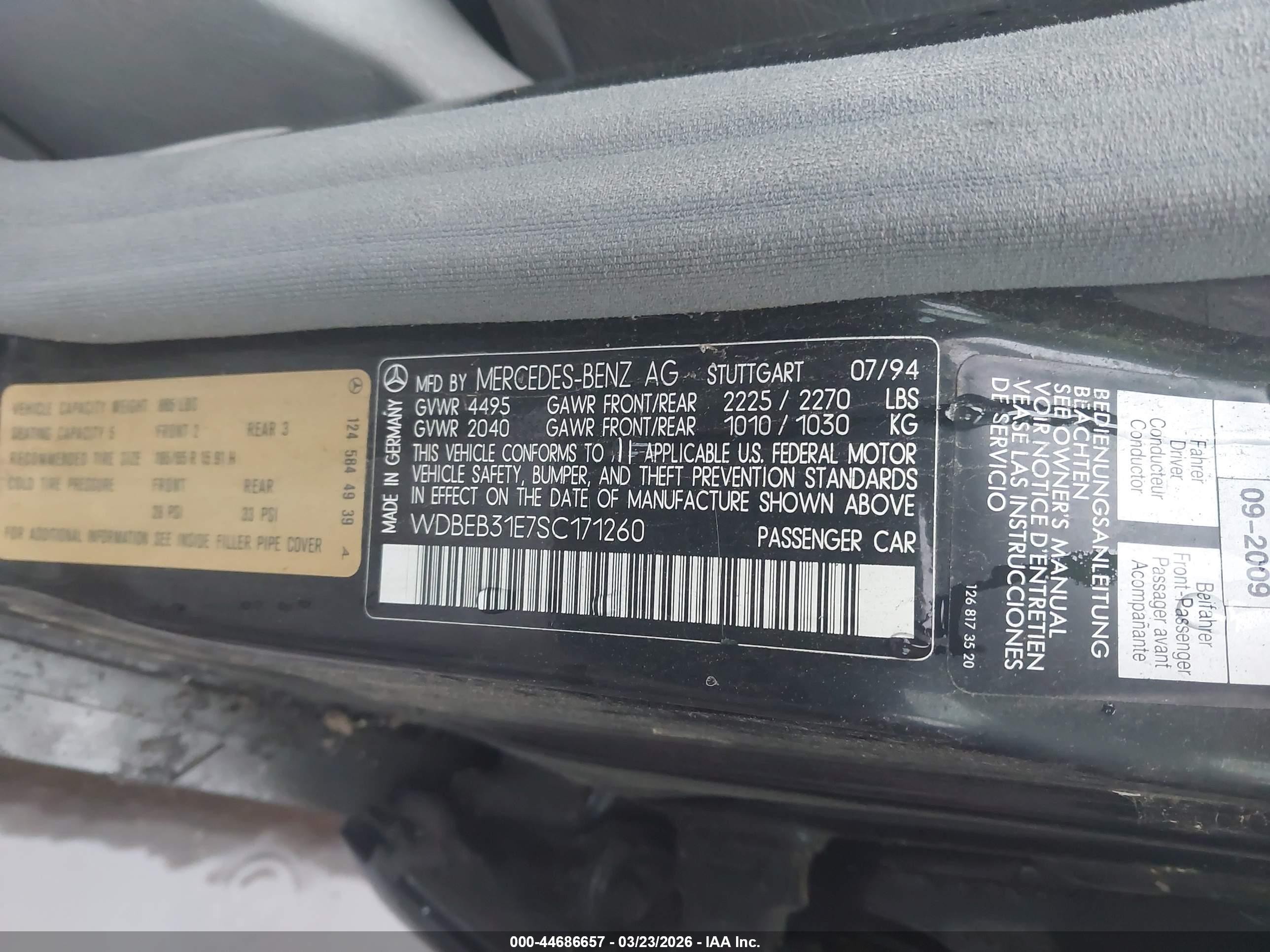 1995 Mercedes-benz E 300d/300d Special Black vin: WDBEB31E7SC171260