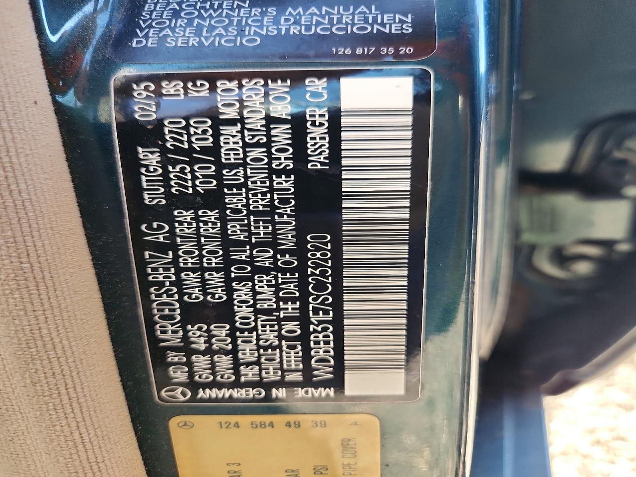 1995 Mercedes-benz E 300d Green vin: WDBEB31E7SC232820