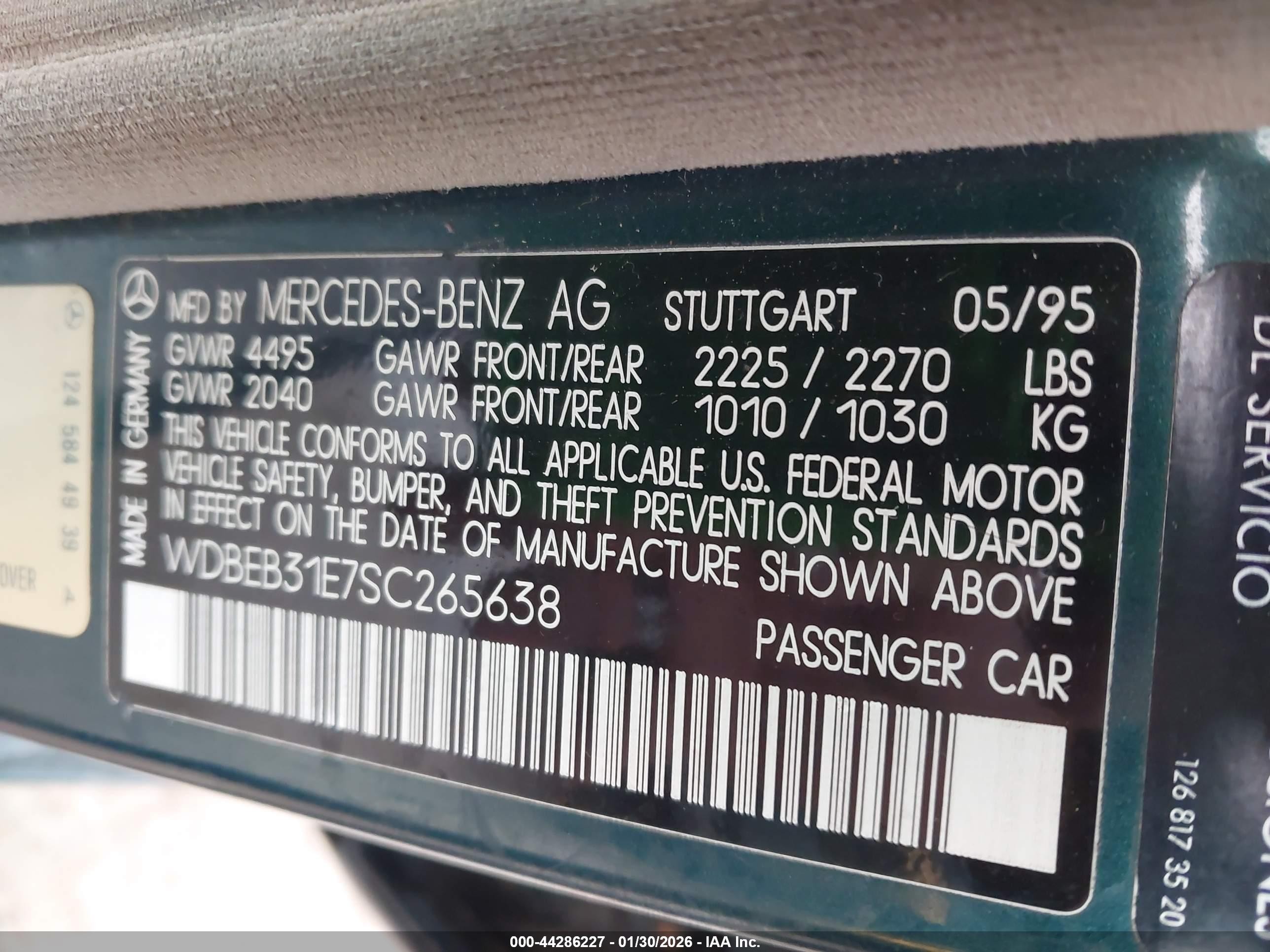 1995 Mercedes-benz E 300d/300d Special Green vin: WDBEB31E7SC265638