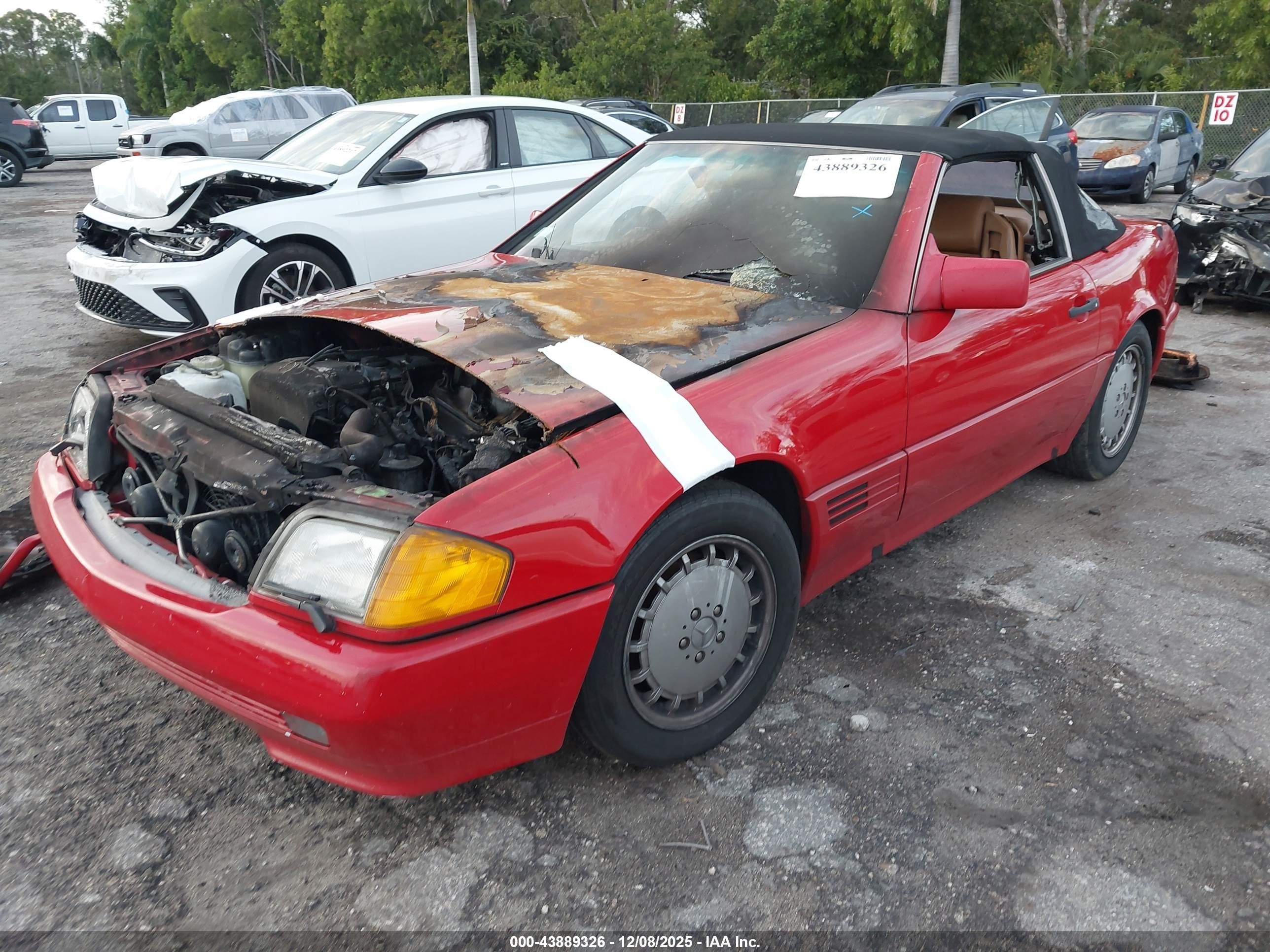 1992 Mercedes-benz 300 Sl Red vin: WDBFA61E3NF048082