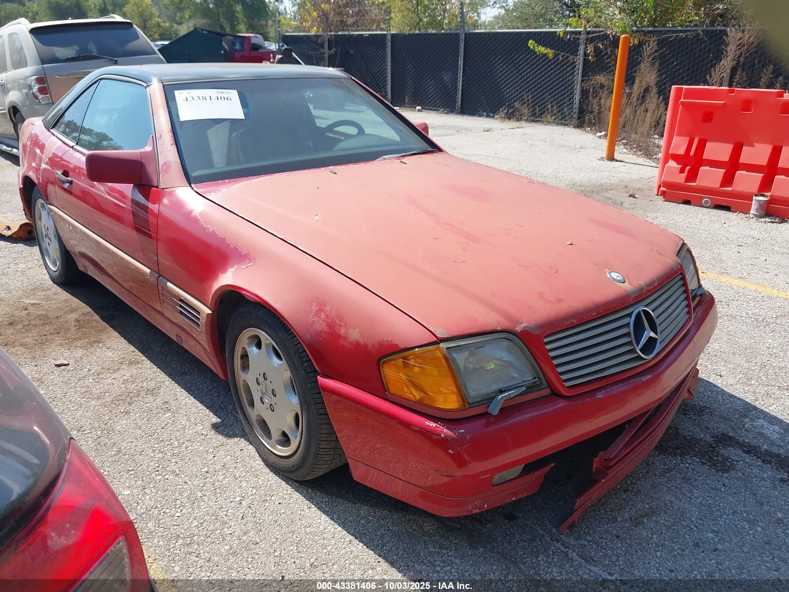 1991 Mercedes-benz 300 Sl Red vin: WDBFA61E5MF014384