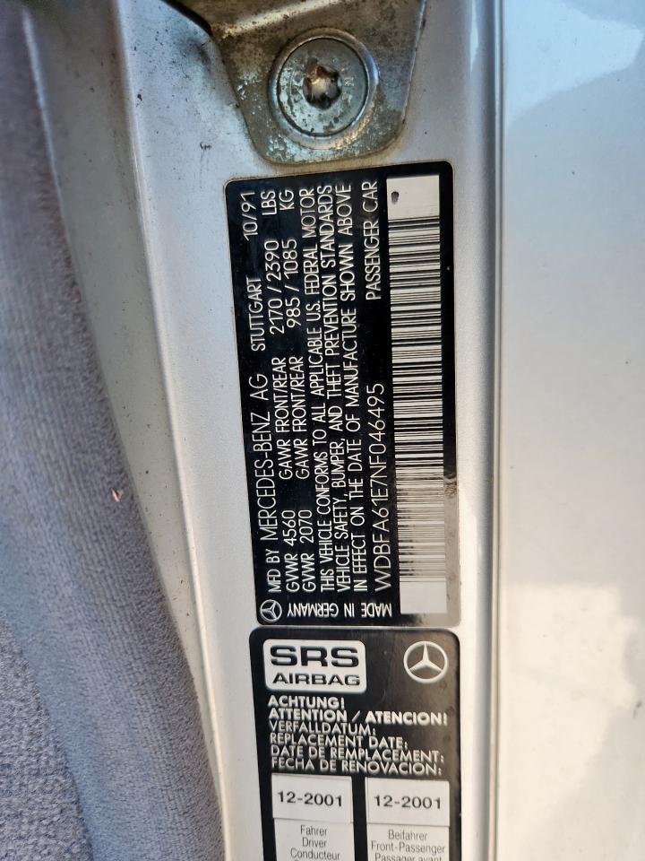 1992 Mercedes-benz 300 Sl Silver vin: WDBFA61E7NF046495