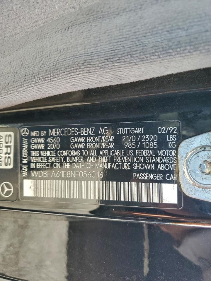 1992 Mercedes-benz 300 Sl Black vin: WDBFA61E8NF056016