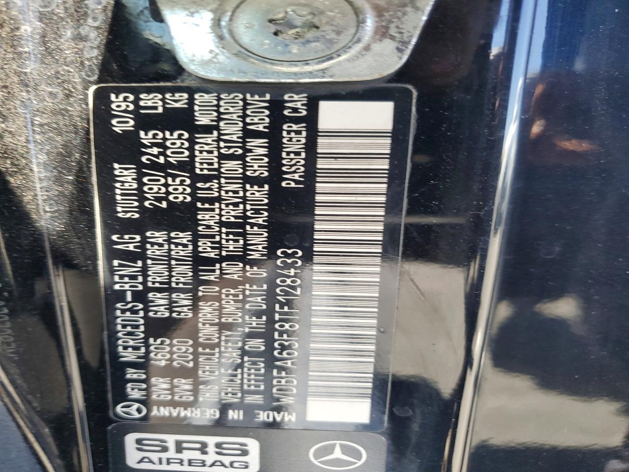 1996 Mercedes-benz Sl Black vin: WDBFA63F8TF128433