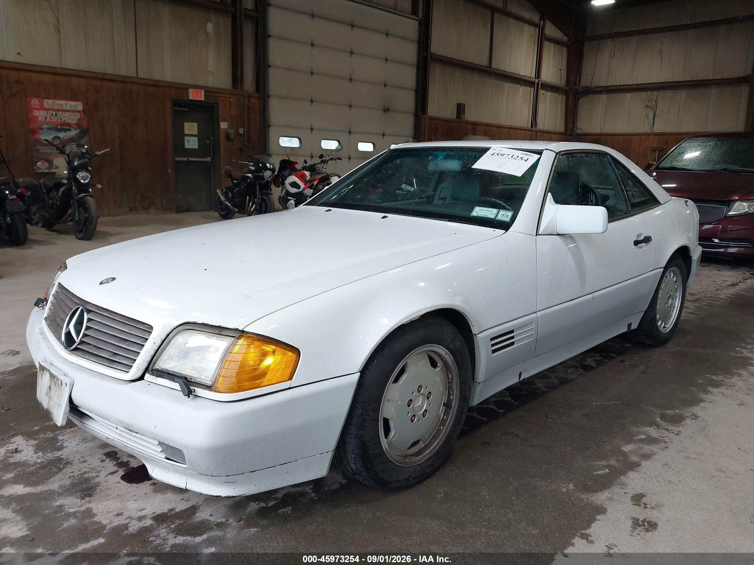 1991 Mercedes-benz 500 Sl White vin: WDBFA66E3MF034254