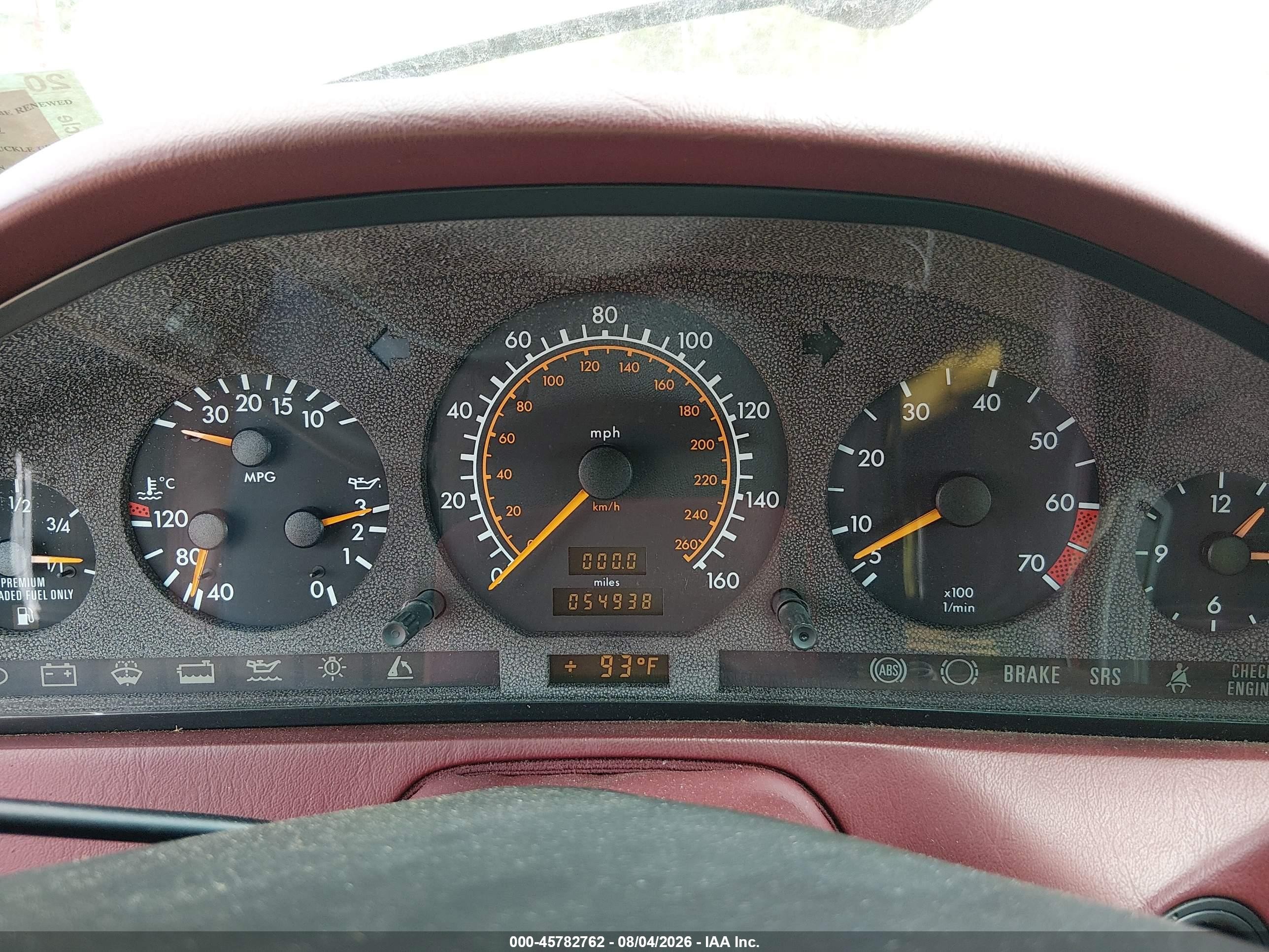 1990 Mercedes-benz 500 Sl Бордовый vin: WDBFA66E7LF004978