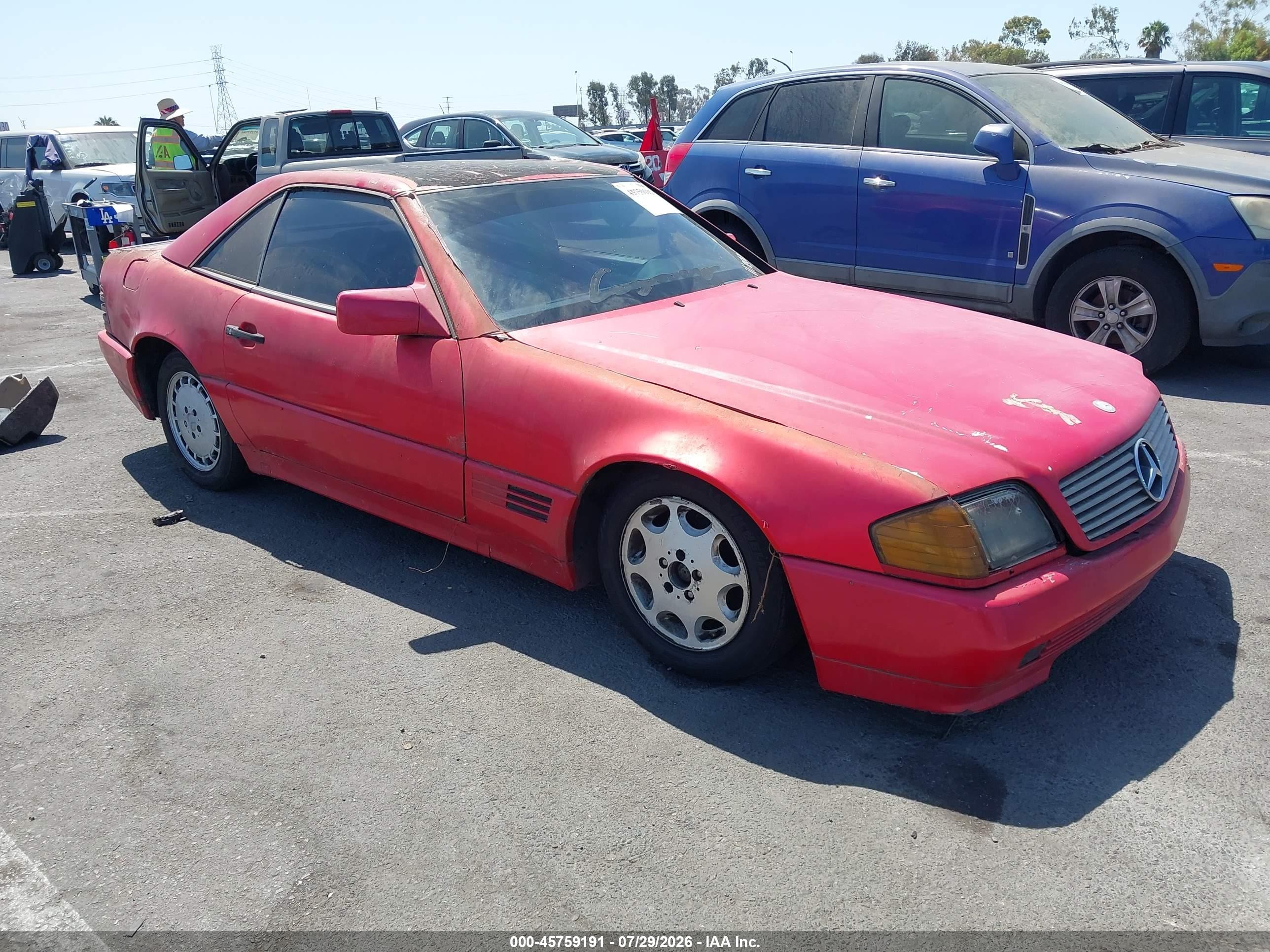 1991 Mercedes-benz 500 Sl Red vin: WDBFA66E7MF030482
