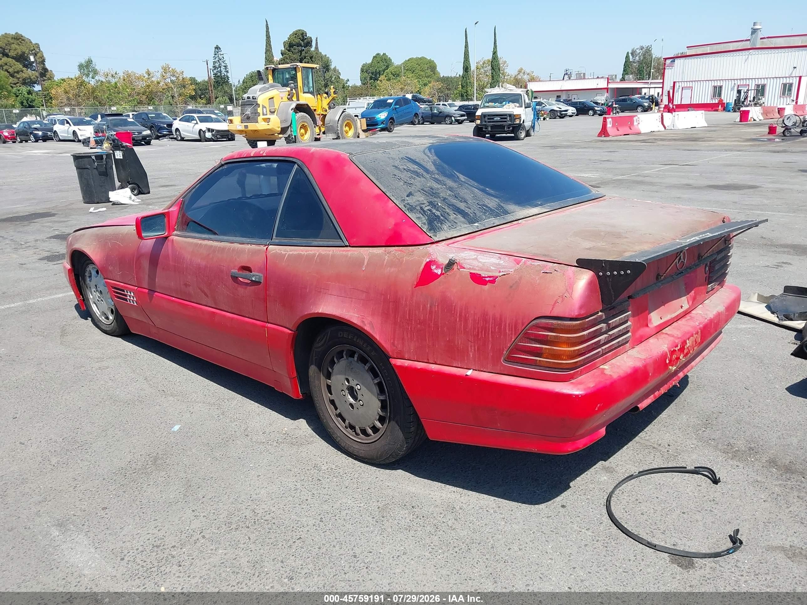 1991 Mercedes-benz 500 Sl Red vin: WDBFA66E7MF030482