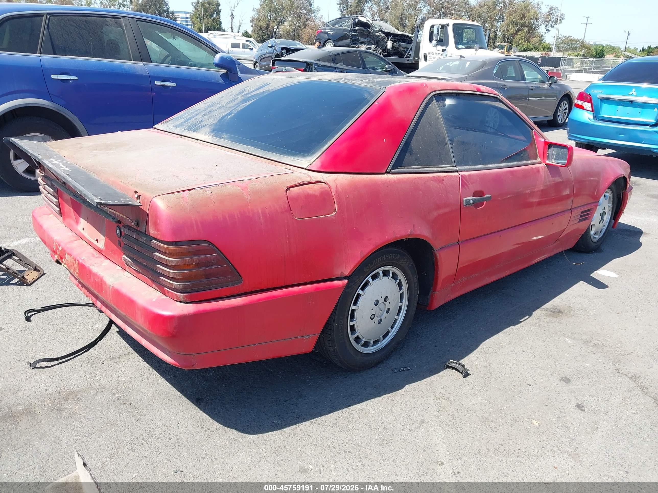 1991 Mercedes-benz 500 Sl Red vin: WDBFA66E7MF030482