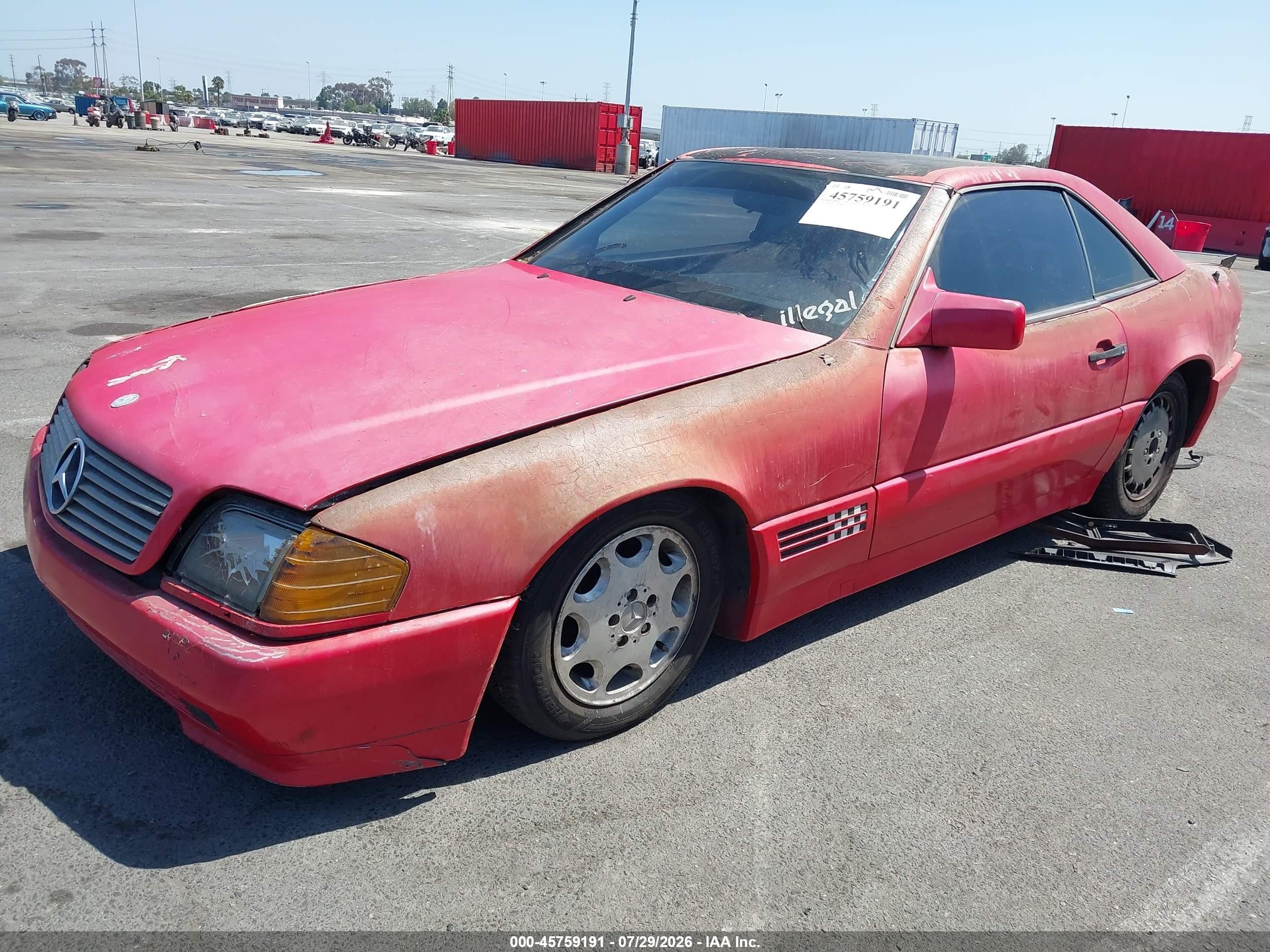 1991 Mercedes-benz 500 Sl Red vin: WDBFA66E7MF030482