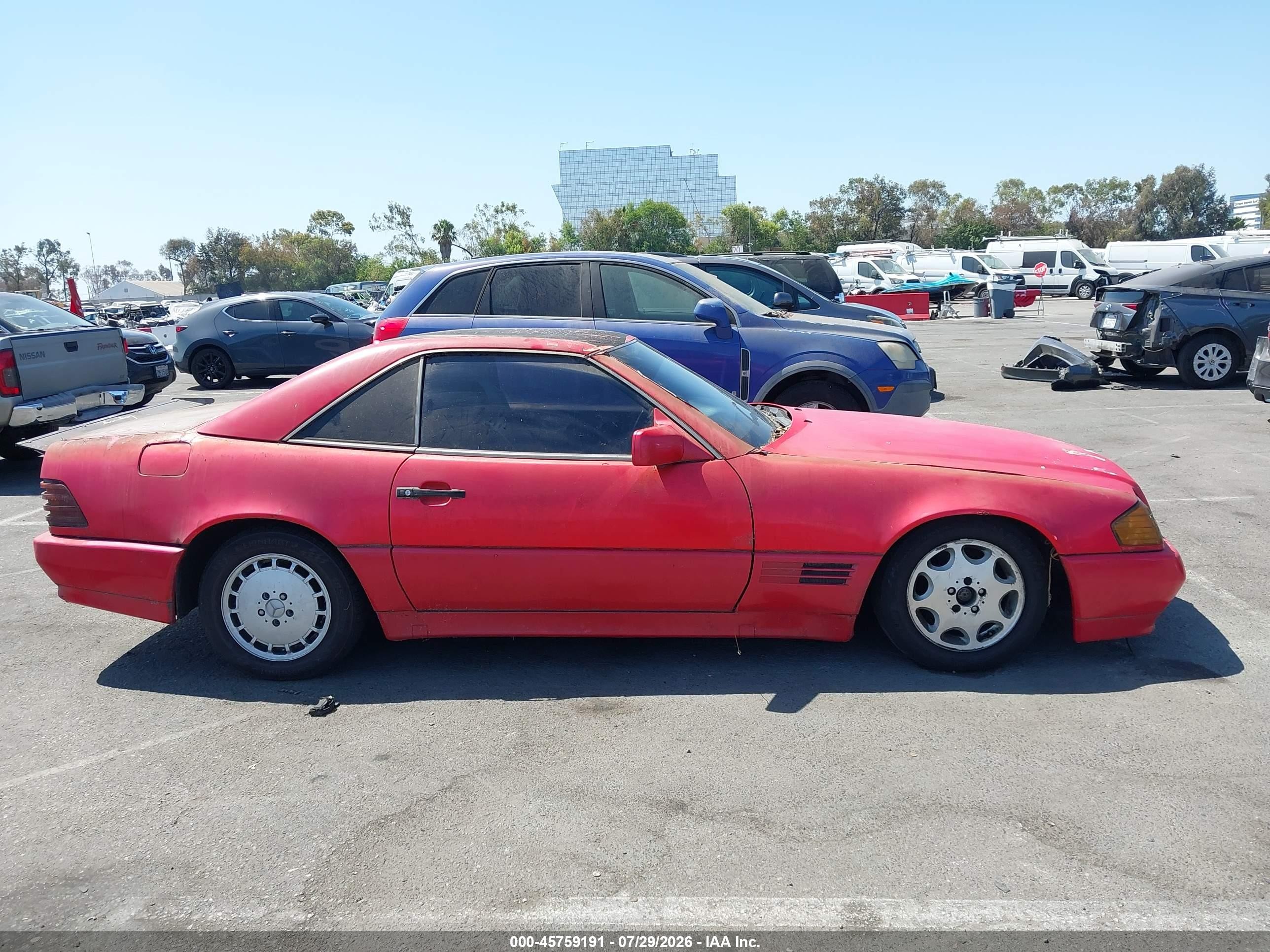 1991 Mercedes-benz 500 Sl Red vin: WDBFA66E7MF030482