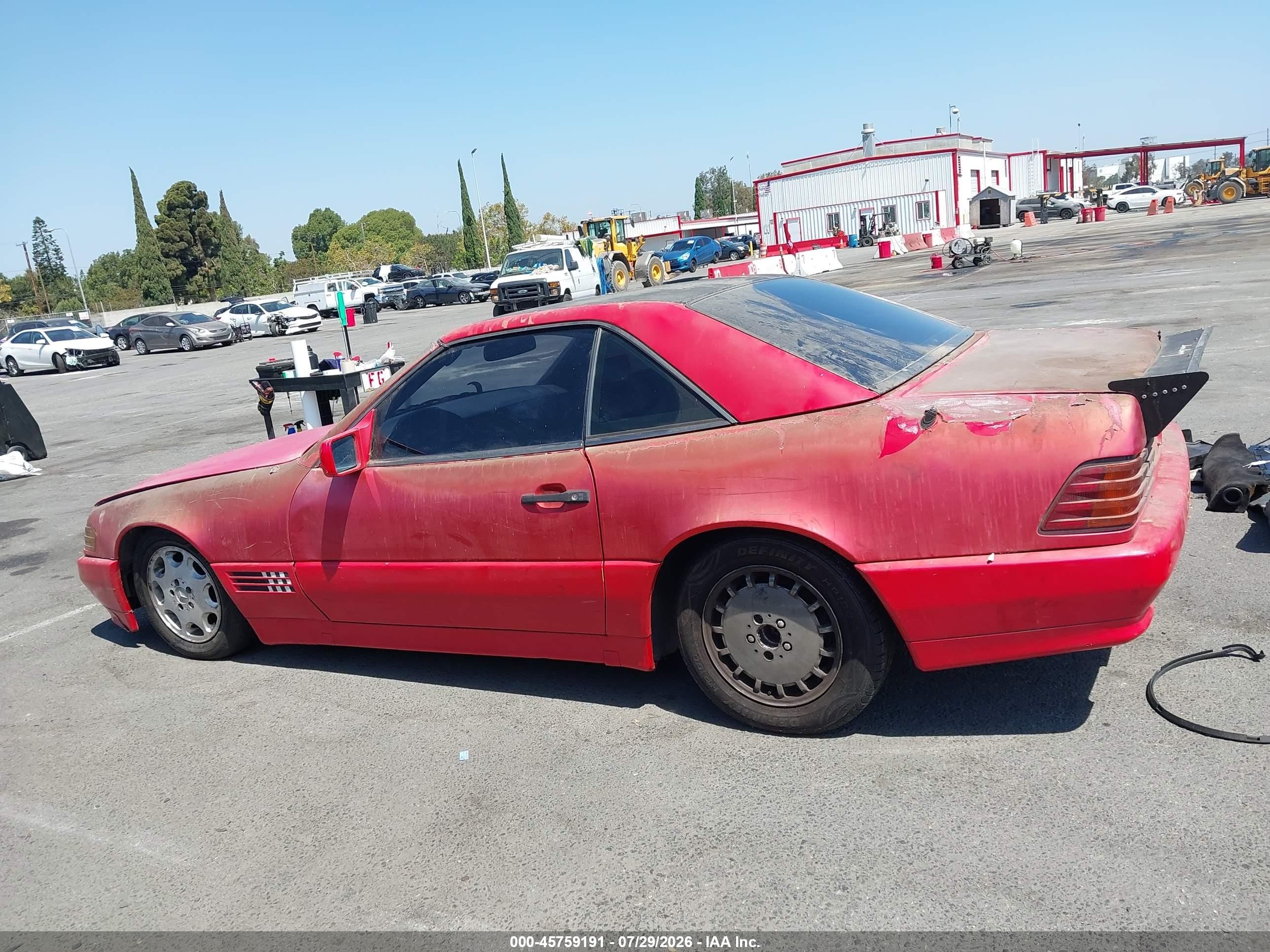 1991 Mercedes-benz 500 Sl Red vin: WDBFA66E7MF030482