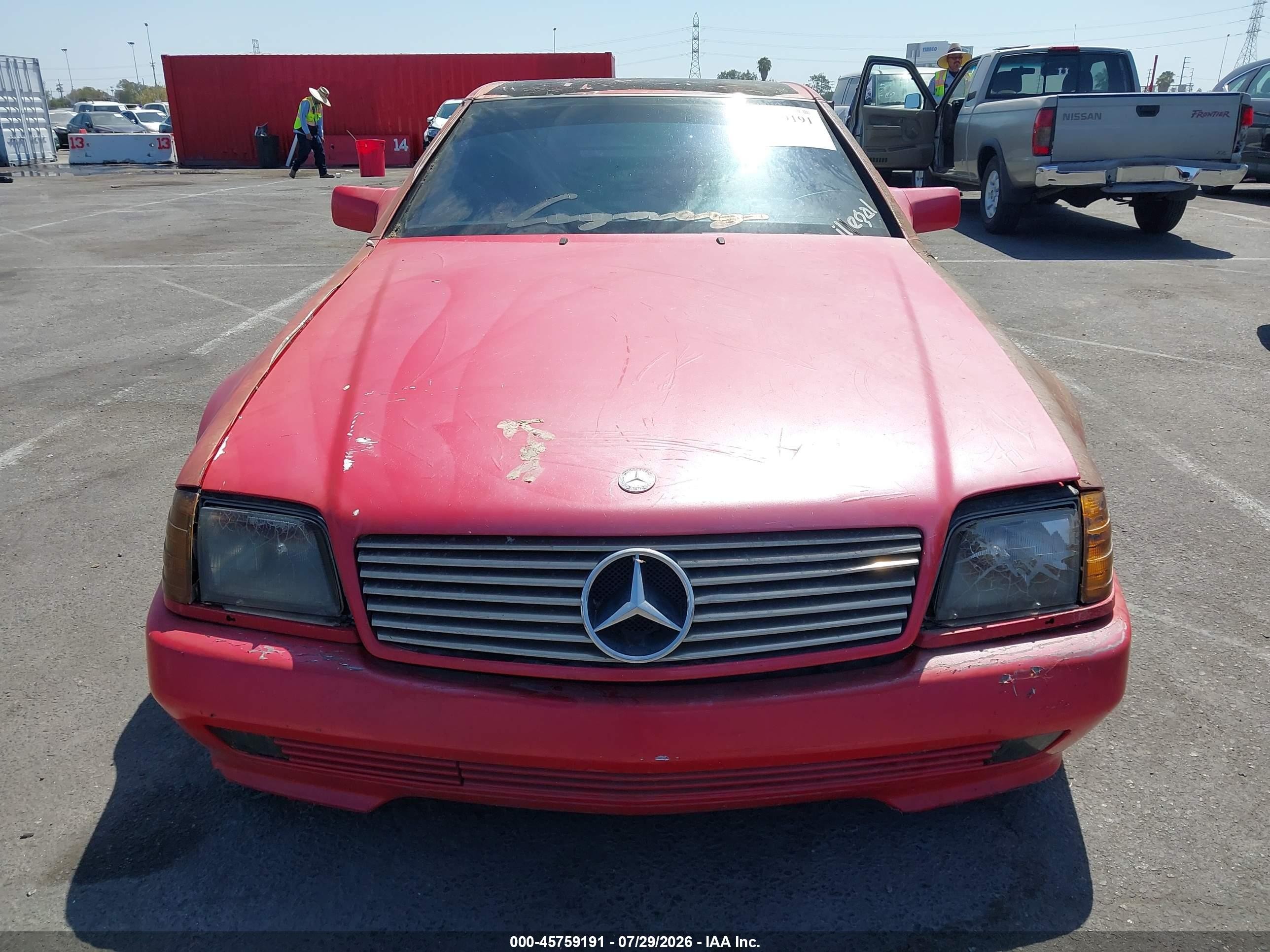 1991 Mercedes-benz 500 Sl Red vin: WDBFA66E7MF030482