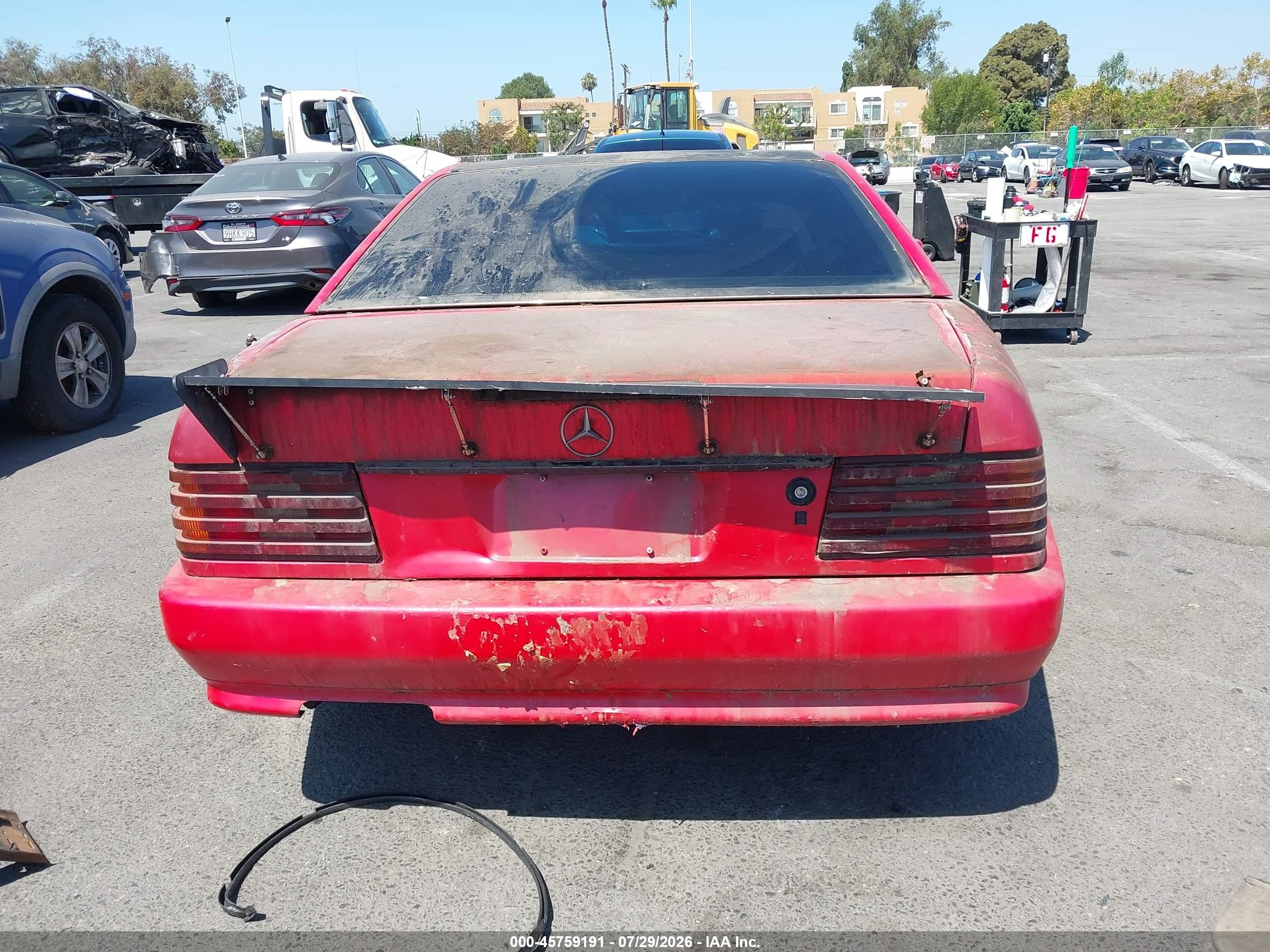 1991 Mercedes-benz 500 Sl Red vin: WDBFA66E7MF030482