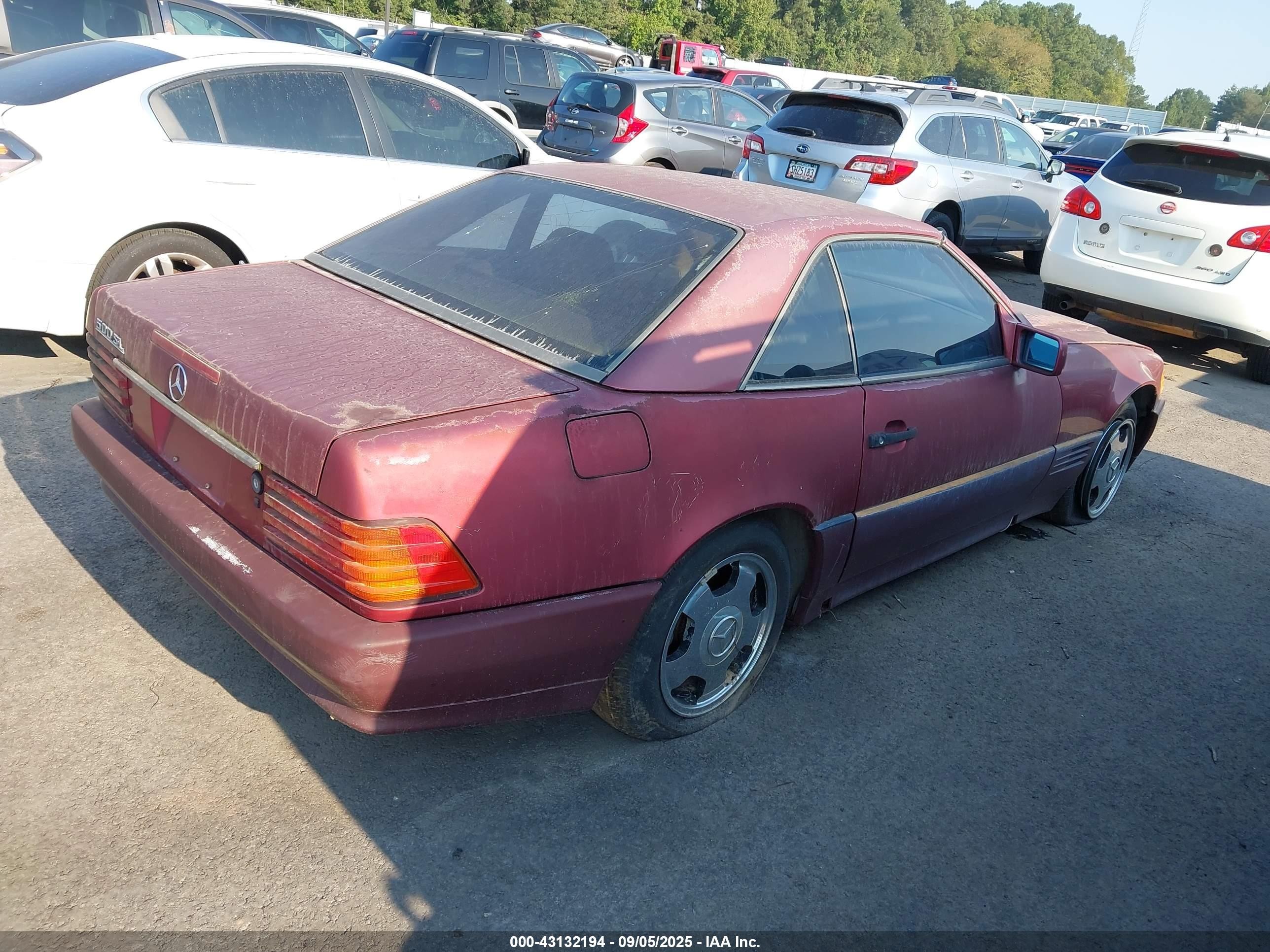 1991 Mercedes-benz 500 Sl Red vin: WDBFA66E9MF018866
