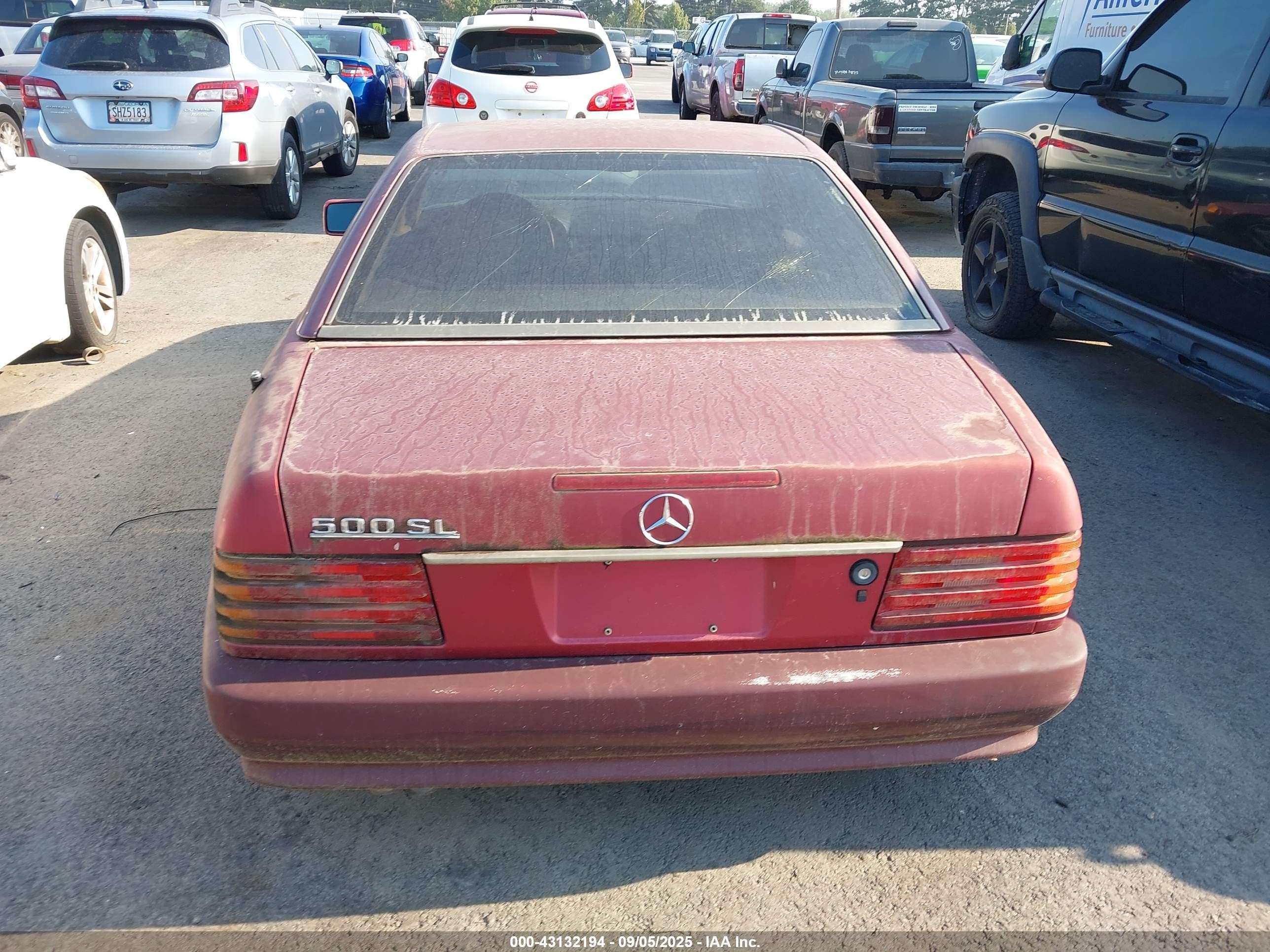 1991 Mercedes-benz 500 Sl Red vin: WDBFA66E9MF018866