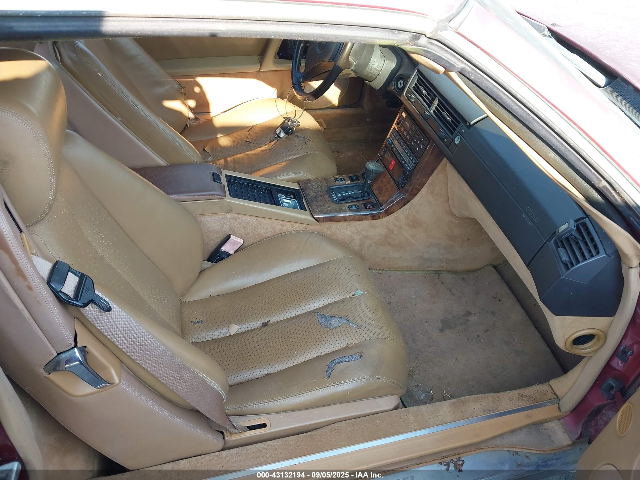 1991 Mercedes-benz 500 Sl Red vin: WDBFA66E9MF018866