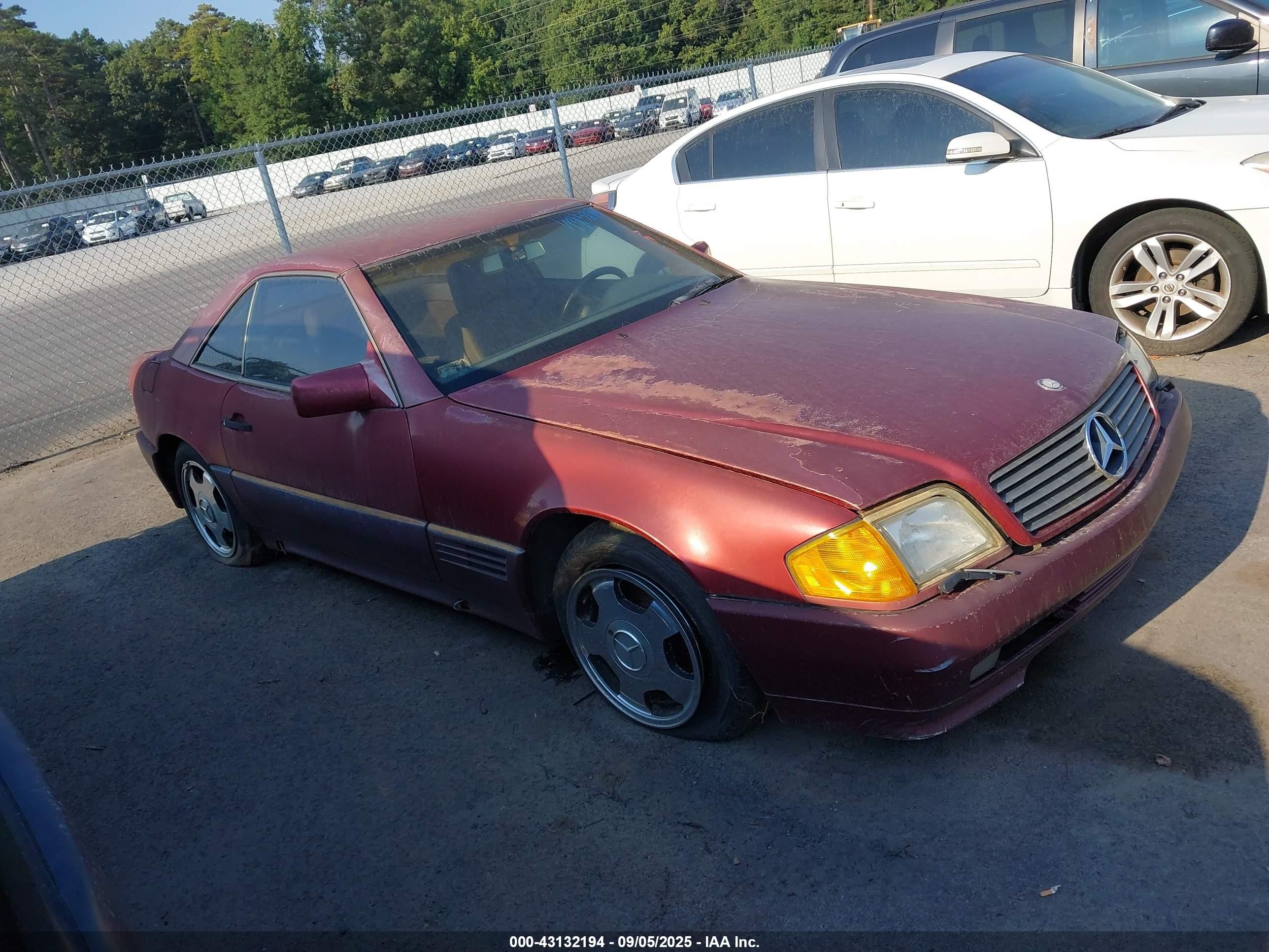 1991 Mercedes-benz 500 Sl Red vin: WDBFA66E9MF018866