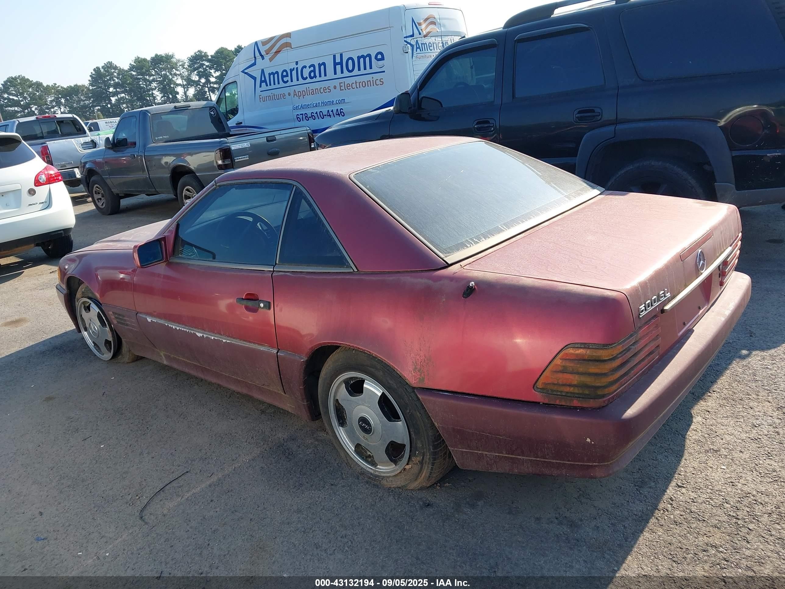 1991 Mercedes-benz 500 Sl Red vin: WDBFA66E9MF018866
