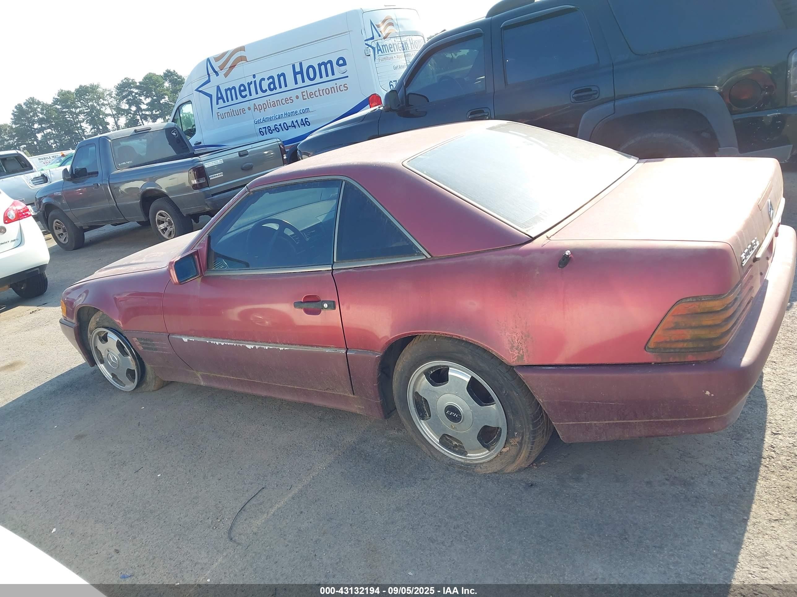 1991 Mercedes-benz 500 Sl Red vin: WDBFA66E9MF018866