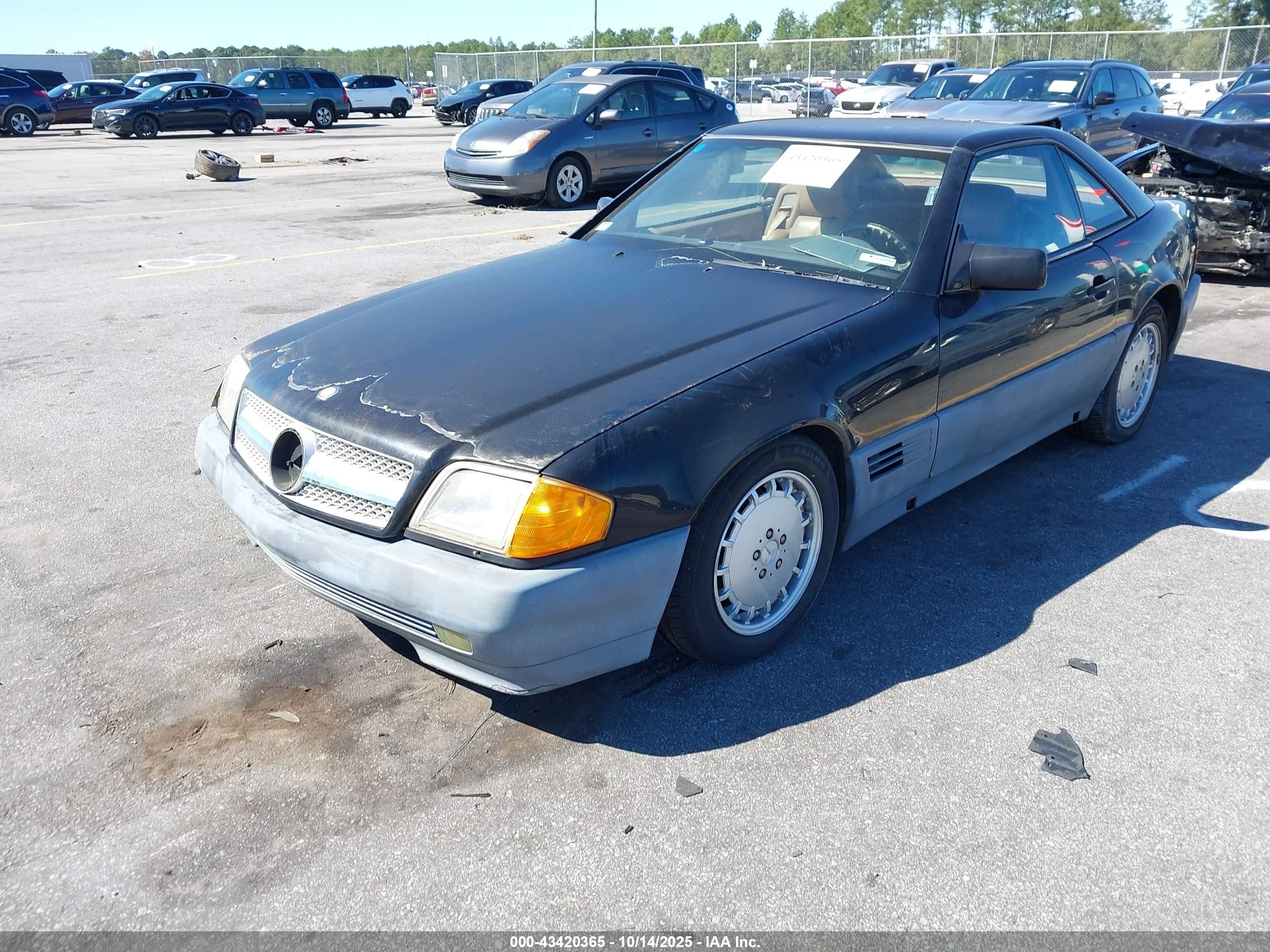 1991 Mercedes-benz 500 Sl Black vin: WDBFA66E9MF020441