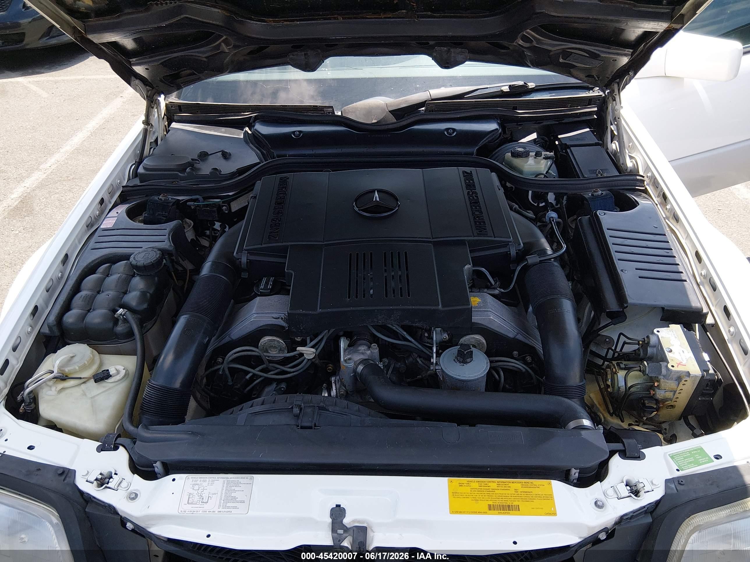 1995 Mercedes-benz Sl 500 Белый vin: WDBFA67E0SF125607