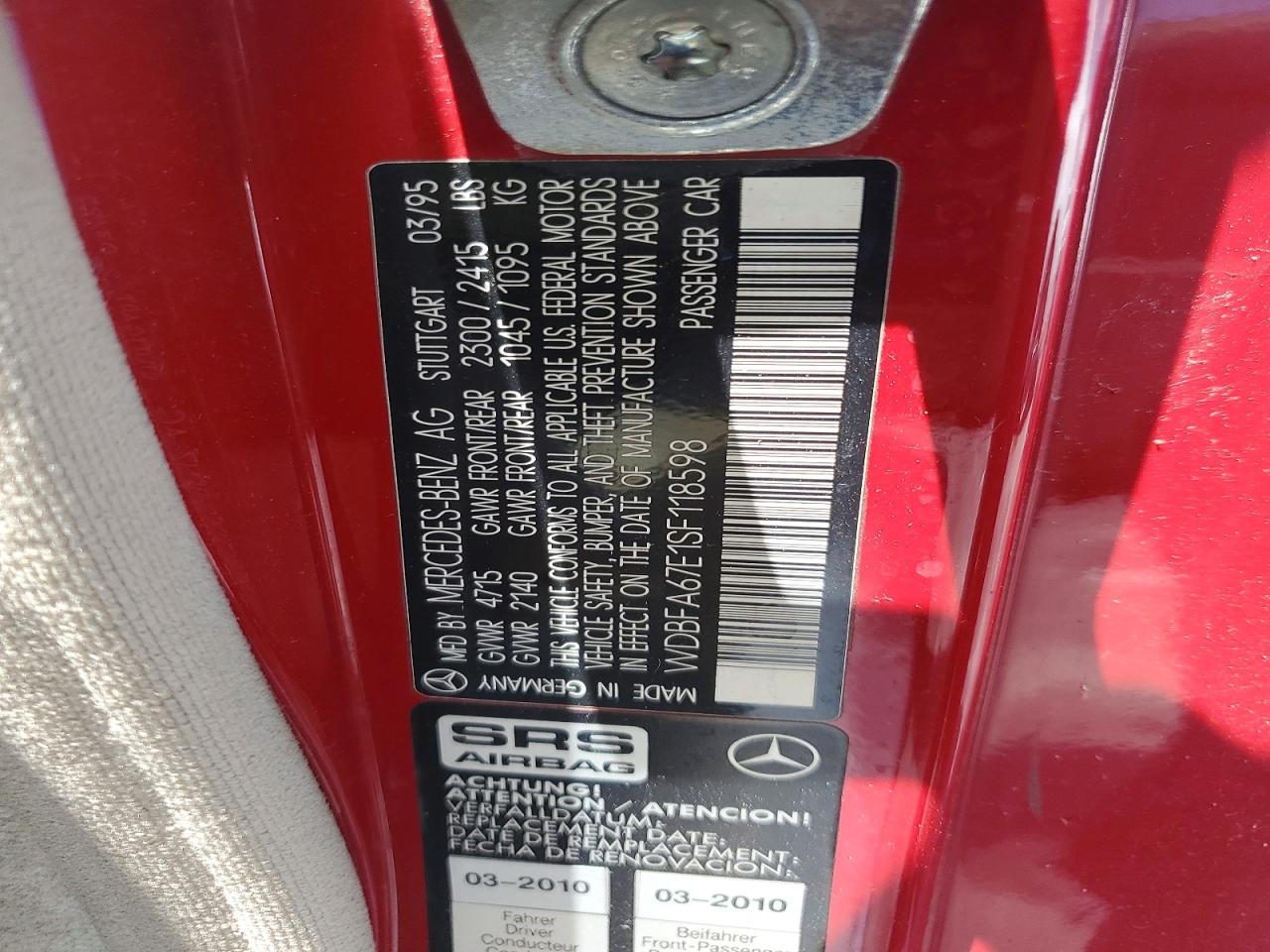 1995 Mercedes-benz Sl 500 Red vin: WDBFA67E1SF118598