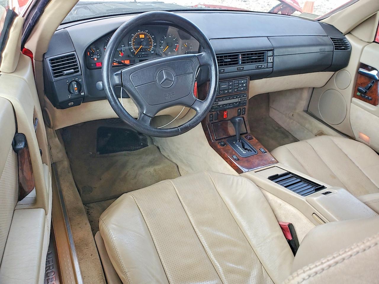 1993 Mercedes-benz 500 Sl Red vin: WDBFA67E3PF075261