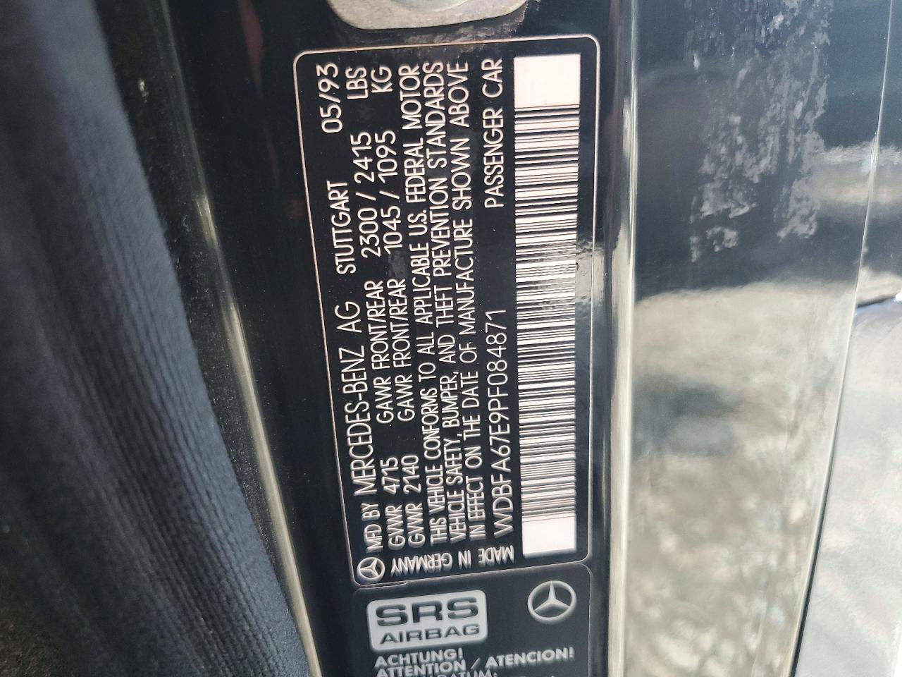 1993 Mercedes-benz 500 Sl Black vin: WDBFA67E9PF084871