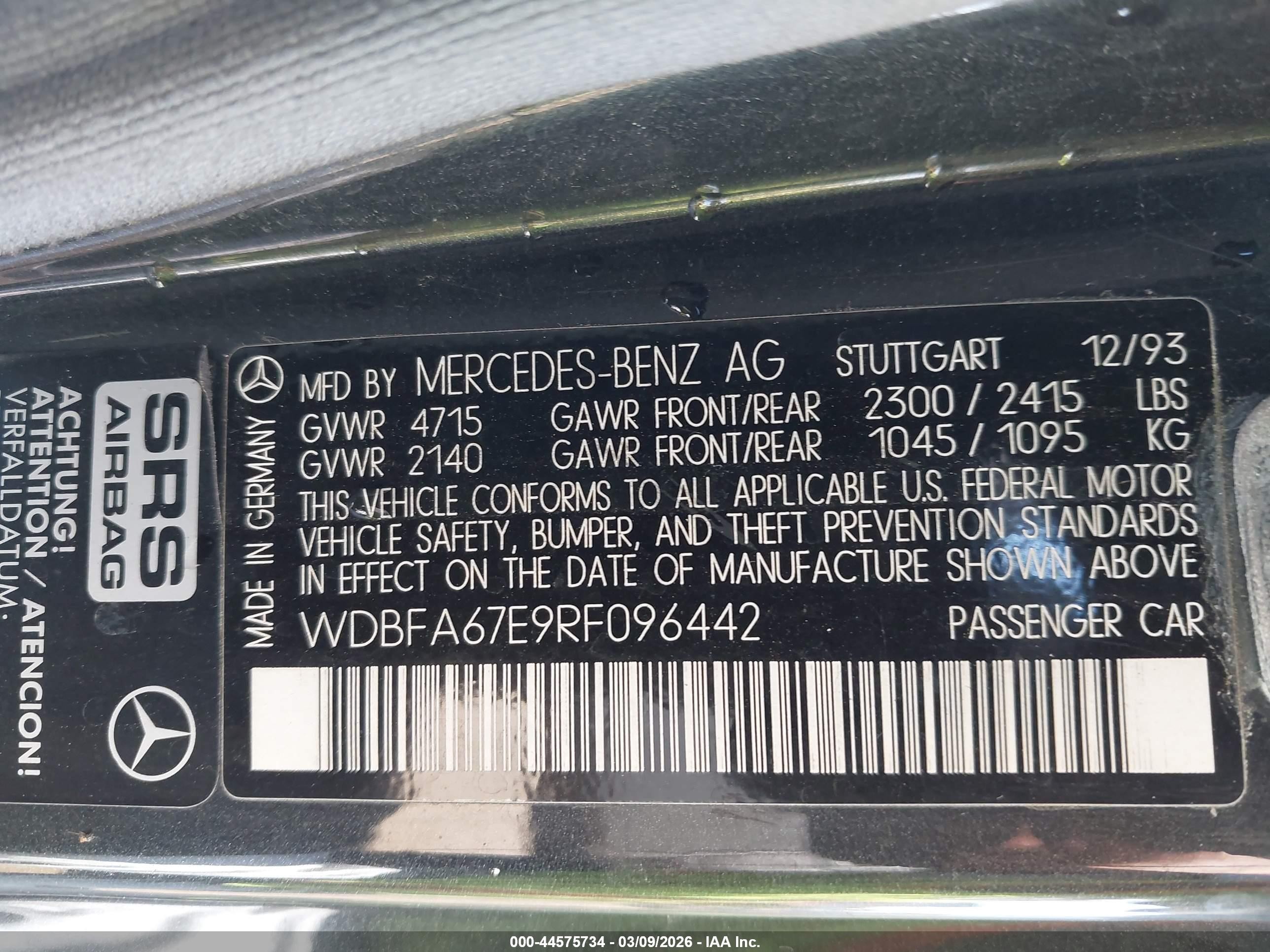 1994 Mercedes-benz Sl 500 Gray vin: WDBFA67E9RF096442