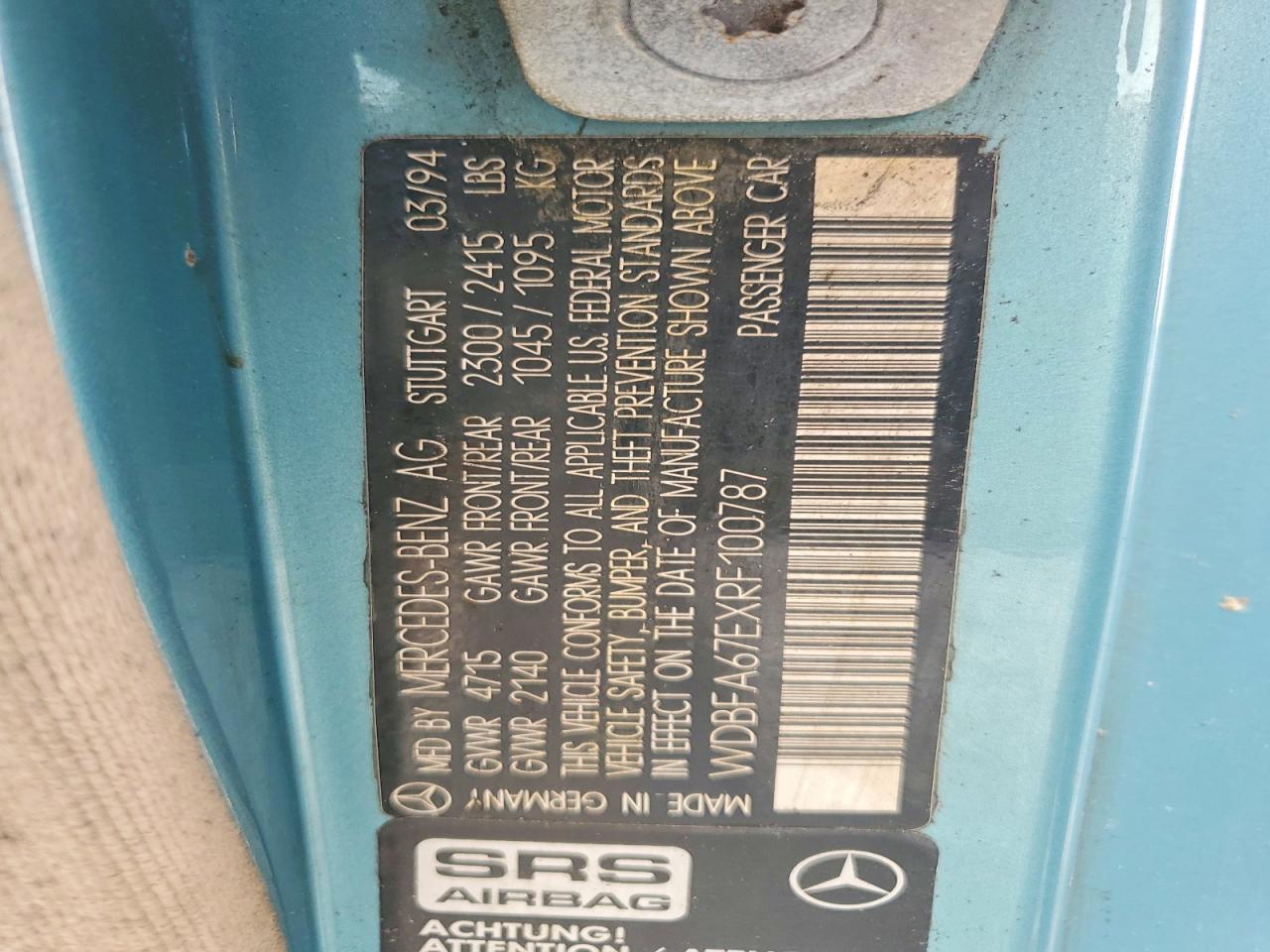 1994 Mercedes-benz Sl 500 Blue vin: WDBFA67EXRF100787