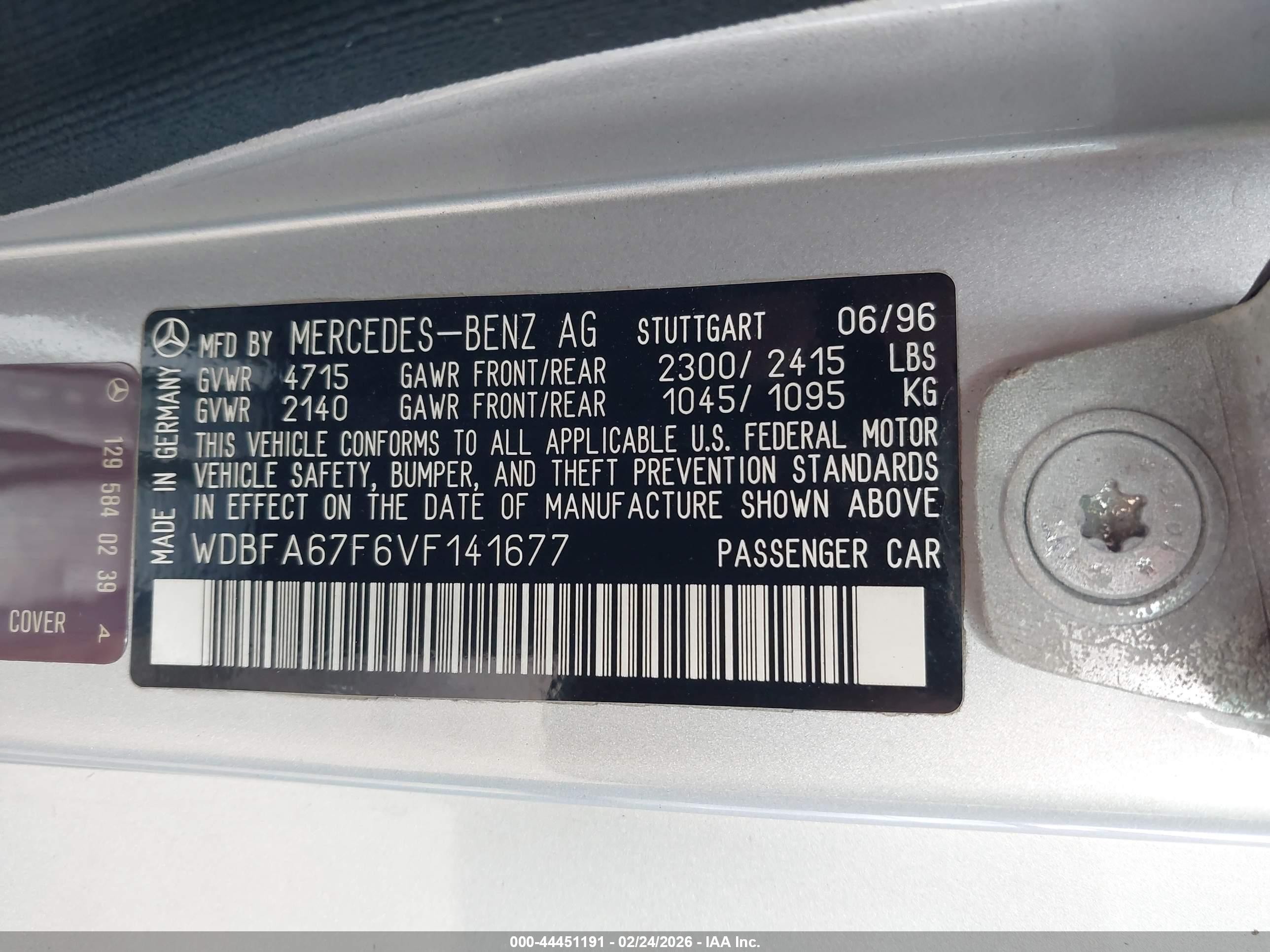 1997 Mercedes-benz Sl 500   Silver vin: WDBFA67F6VF141677