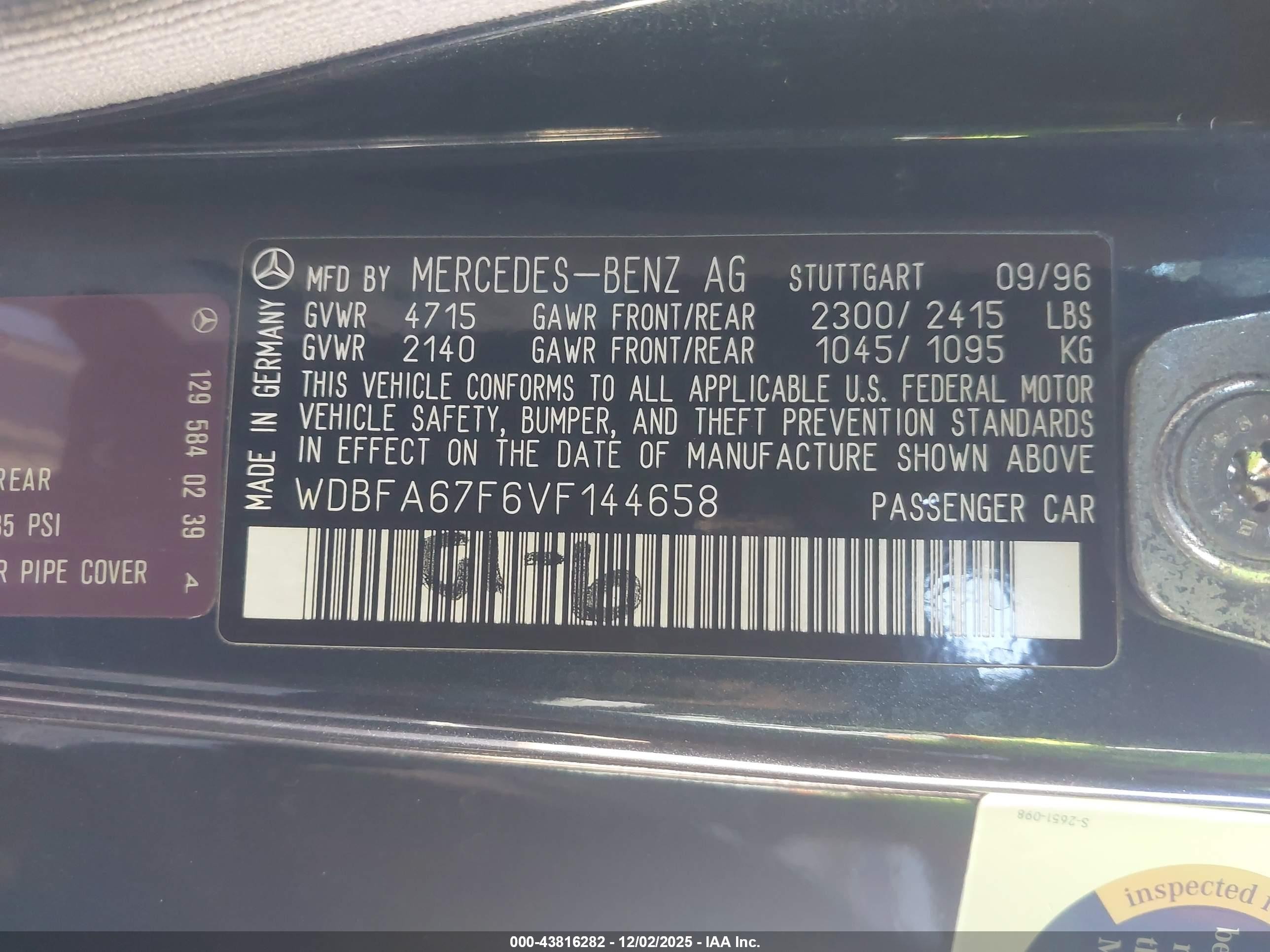 1997 Mercedes-benz Sl 500   Blue vin: WDBFA67F6VF144658