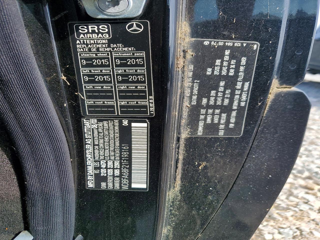 2001 Mercedes-benz Sl 500 Black vin: WDBFA68F21F198161