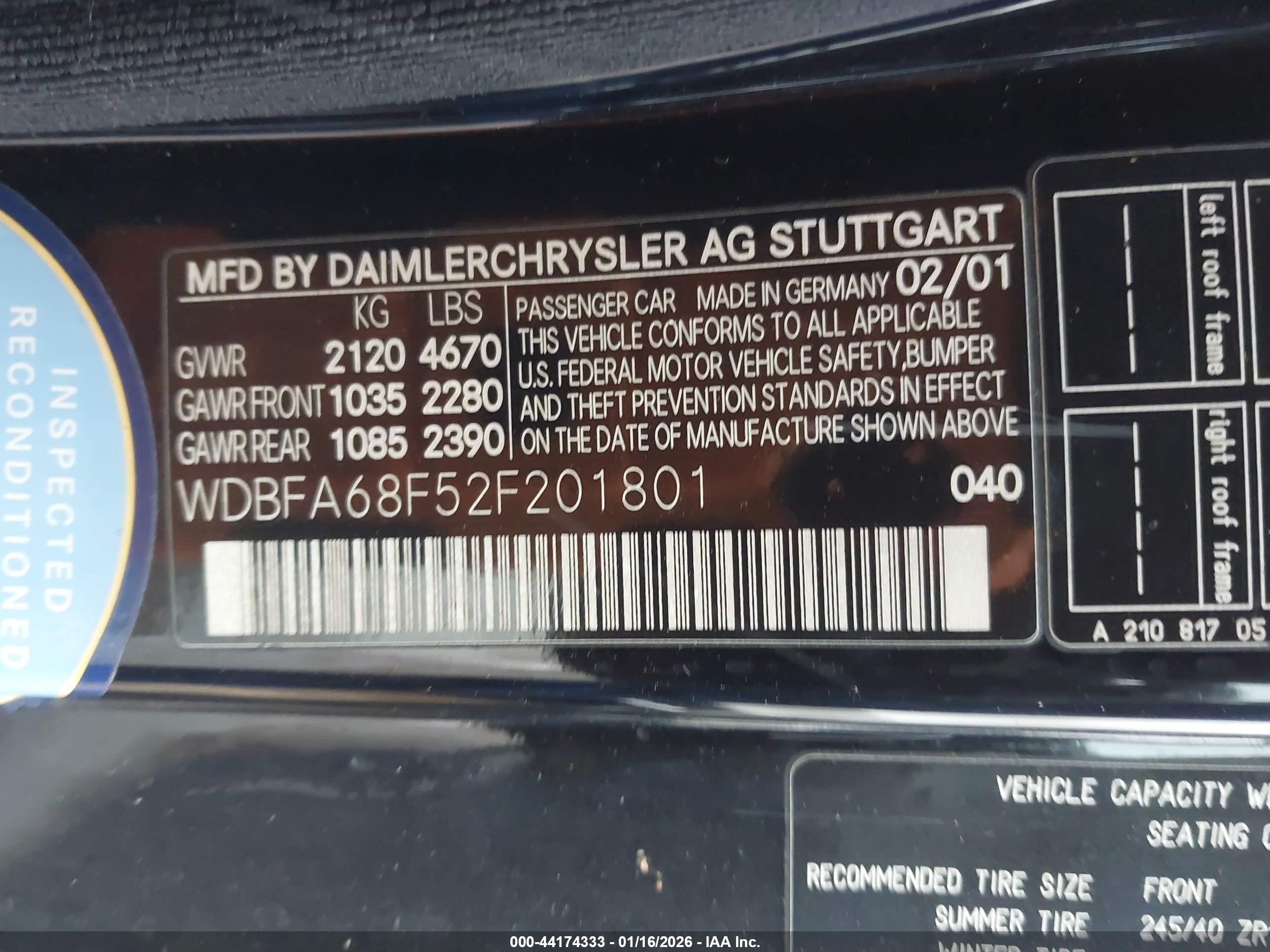 2002 Mercedes-benz Sl 500   Black vin: WDBFA68F52F201801