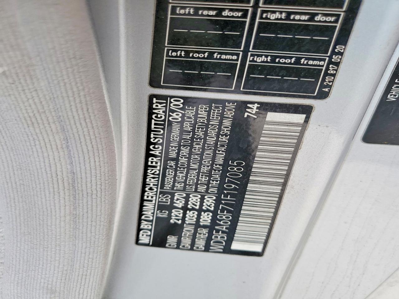 2001 Mercedes-benz Sl 500 Silver vin: WDBFA68F71F197085