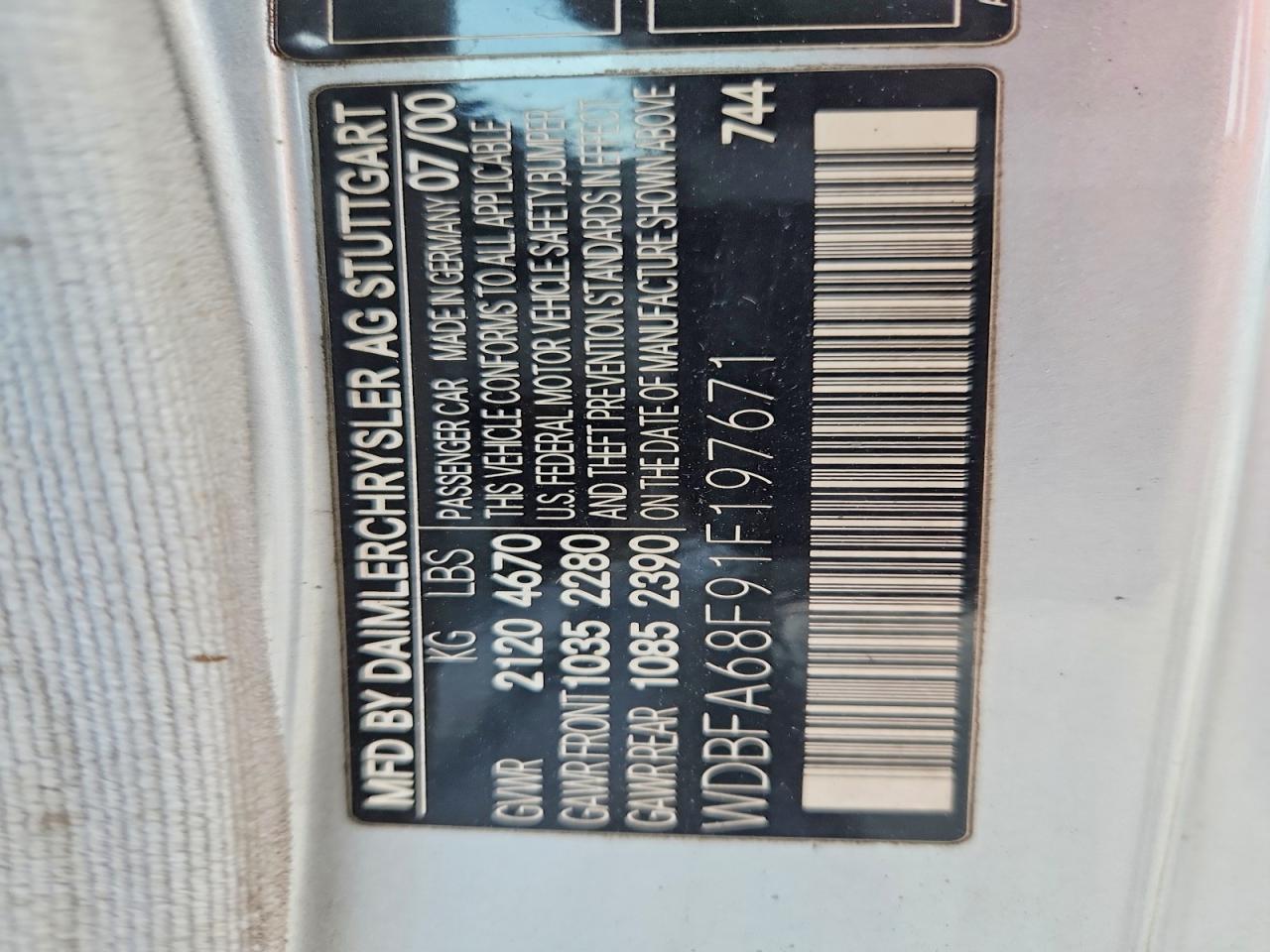 2001 Mercedes-benz Sl 500 Silver vin: WDBFA68F91F197671
