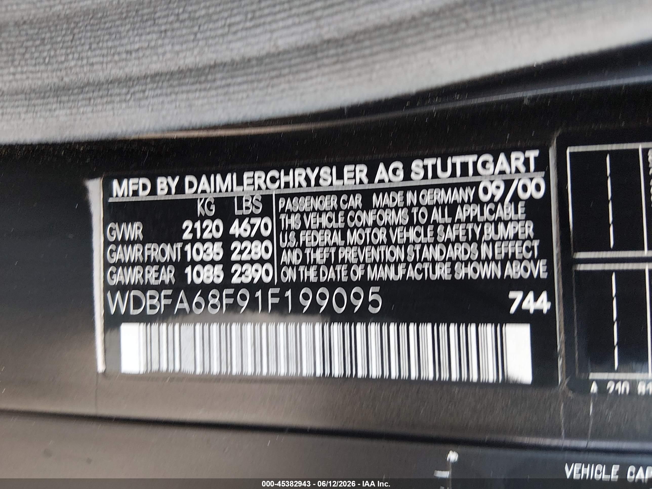 2001 Mercedes-benz Sl 500   Black vin: WDBFA68F91F199095