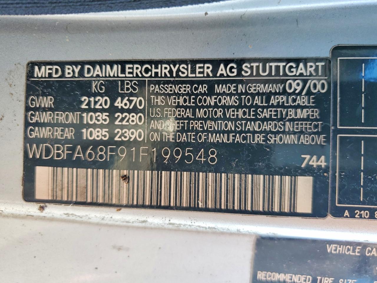 2001 Mercedes-benz Sl 500 Silver vin: WDBFA68F91F199548