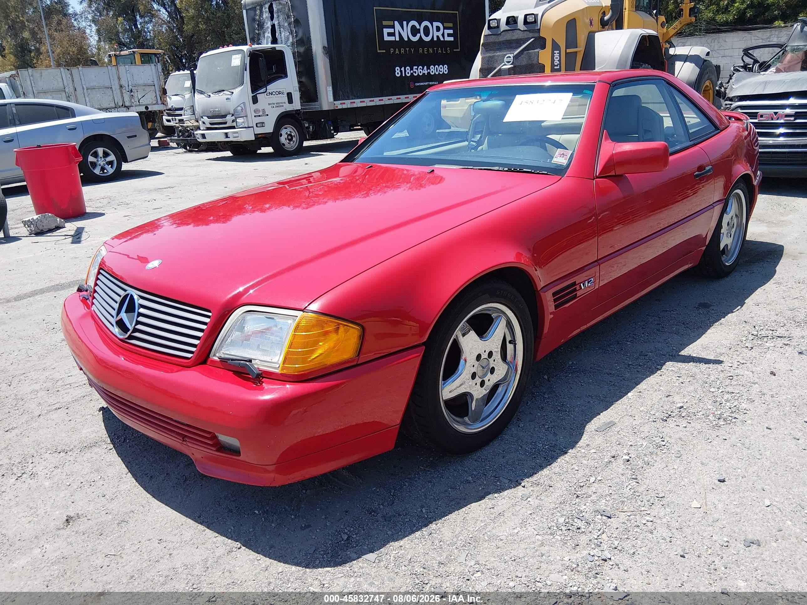 1993 Mercedes-benz 600 Sl Red vin: WDBFA76E3PF076367